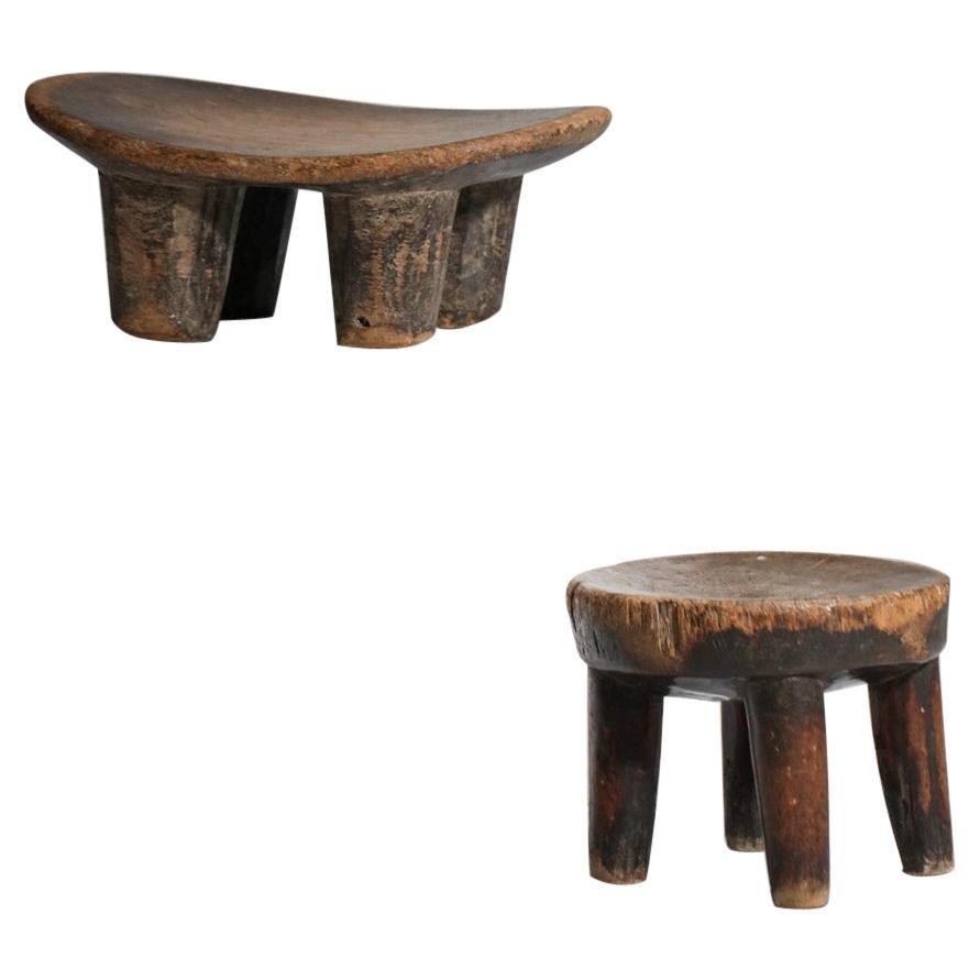 Small African Stools Senoufos Dogons in Solid Wood 1960s