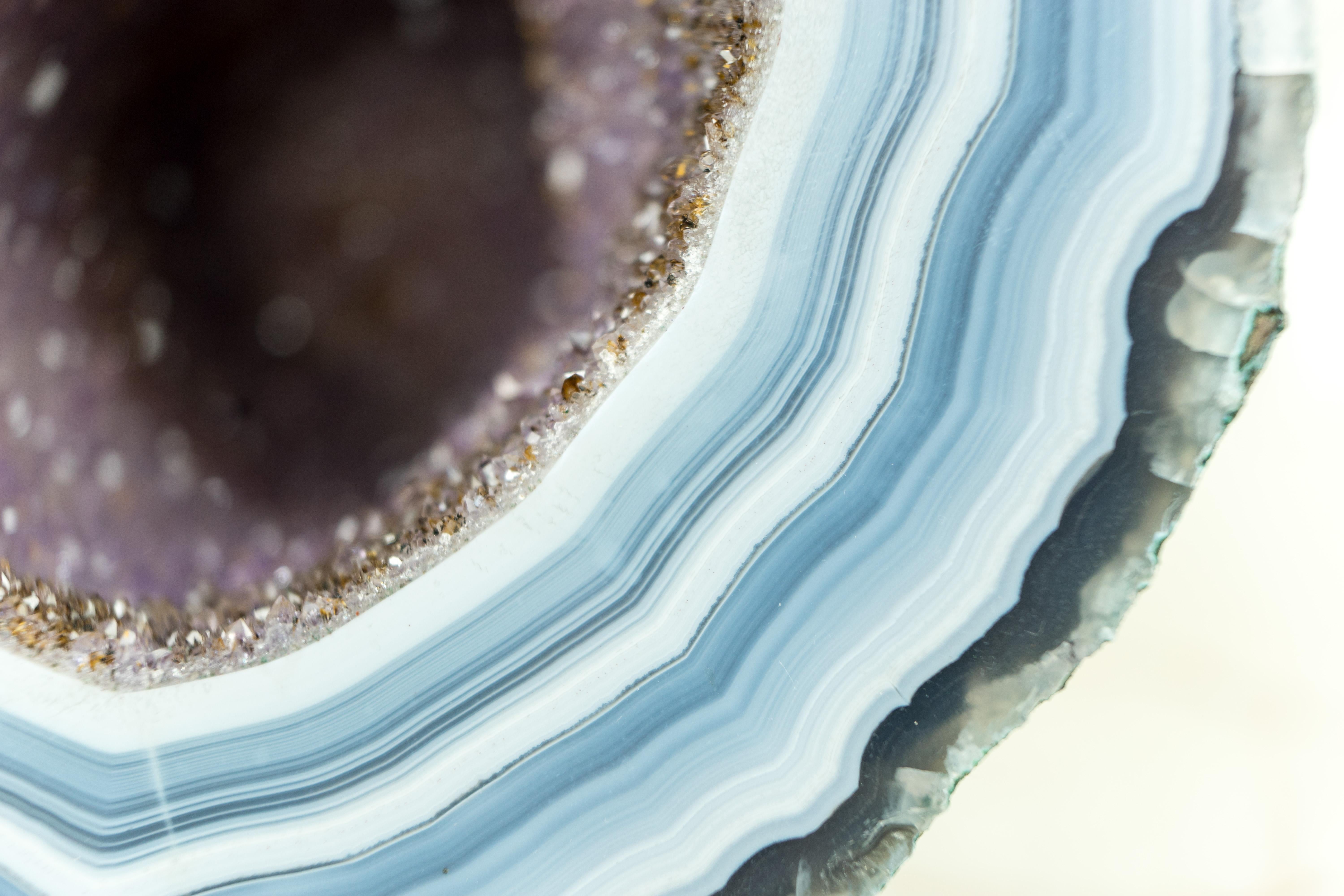 Small Agate Geode with World-Class Blue Banded Agate and Galaxy Druzy 1