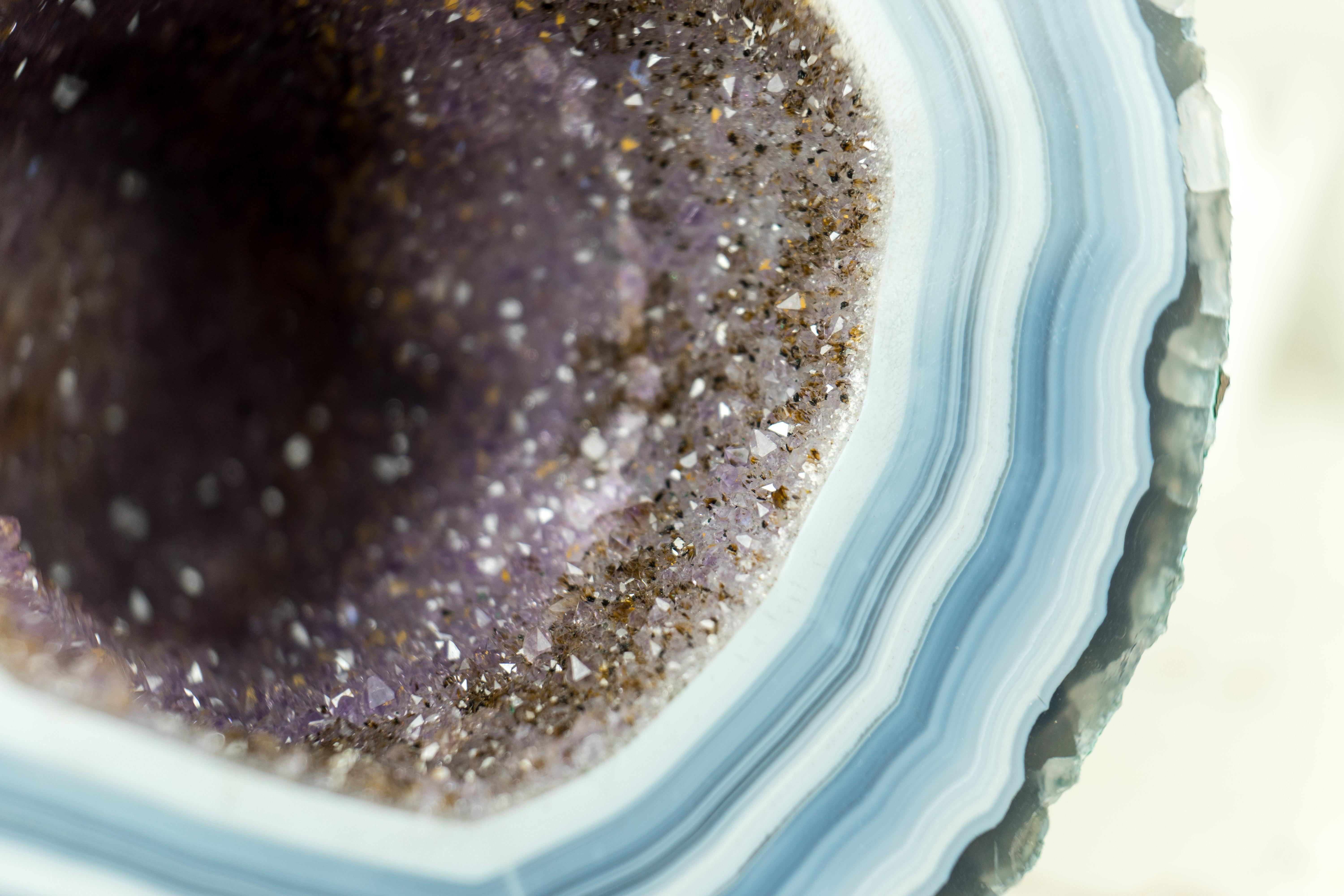Small Agate Geode with World-Class Blue Banded Agate and Galaxy Druzy 3