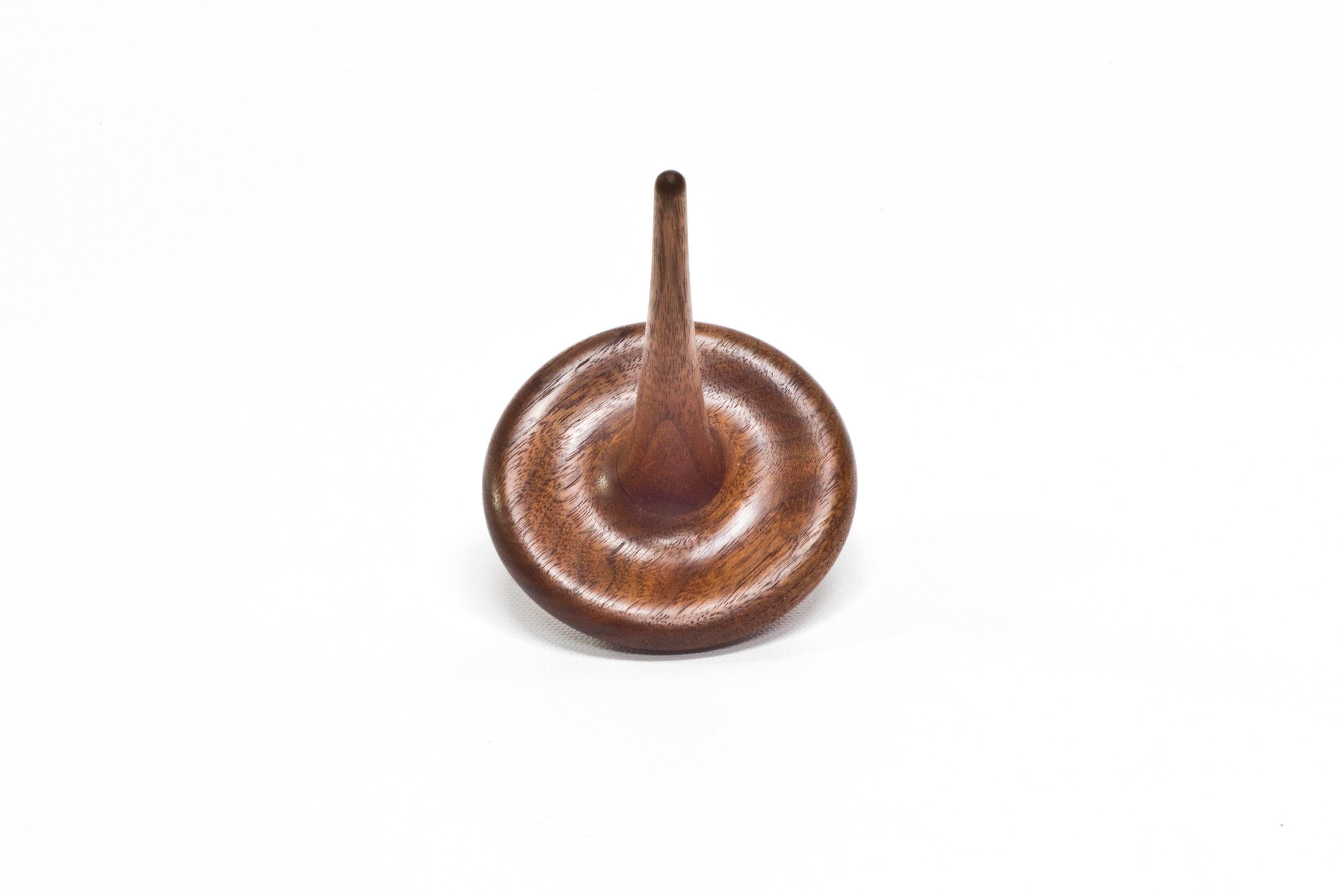 Modern Small Agua Elemental Spinning Top in Oiled Walnut by Alvaro Uribe for Wooda For Sale