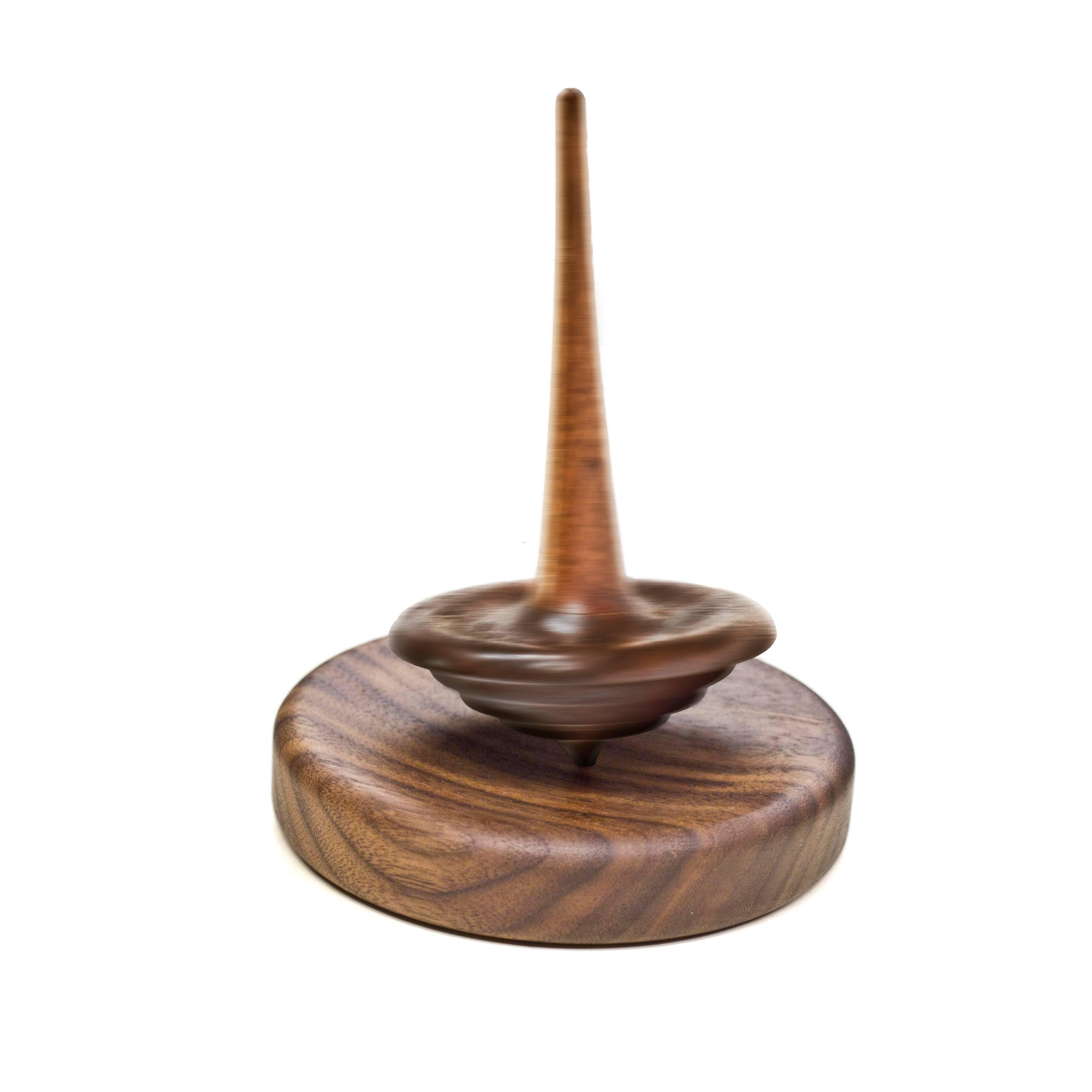 American Small Agua Elemental Spinning Top in Oiled Walnut by Alvaro Uribe for Wooda For Sale