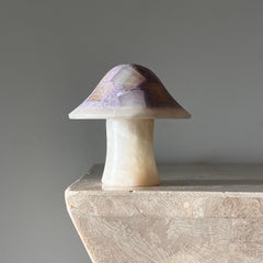 Small alabaster and amethyst mushroom table lamp, late 20th century.