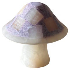 Small alabaster and amethyst mushroom table lamp, late 20th century.