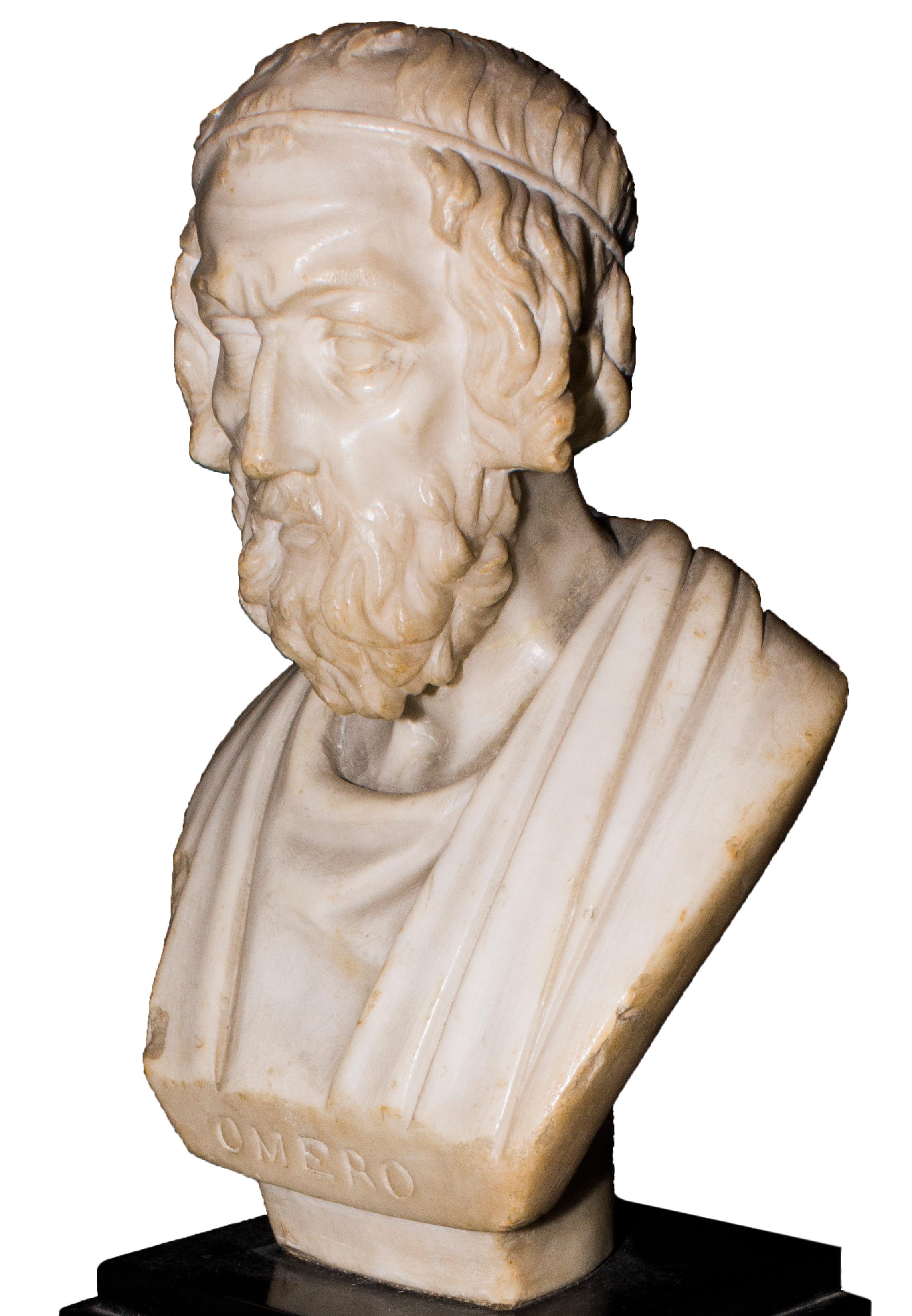 Neoclassical Small Alabaster Sculpture of Homer, by Italian Sculptor Early 19th Century