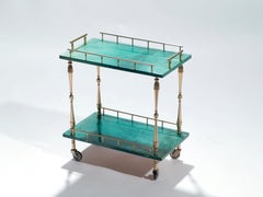 Small Aldo Tura Goatskin Parchment Bar Cart, 1950s