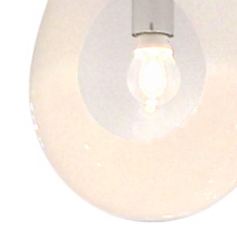 White Murano glass pendant light with a polished chrome frame. 
1 x E27 bulb fitting. 
 