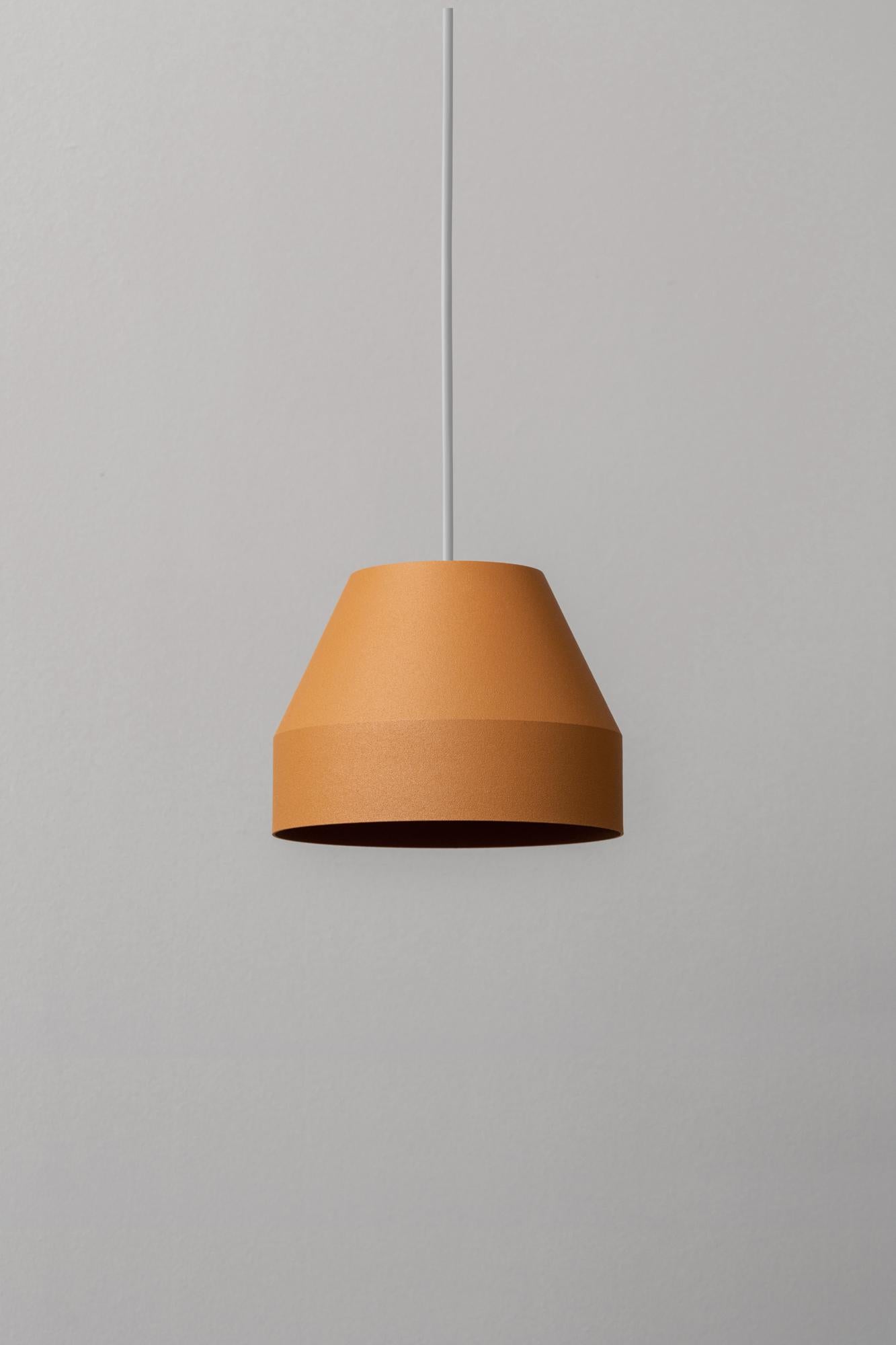 Small Almond Cap Pendant Lamp by +kouple
Dimensions: Ø 16 x H 12 cm. 
Materials: Powder-coated steel.

Available in different color options. The rod length is 200 cm. Please contact us.

All our lamps can be wired according to each country. If sold