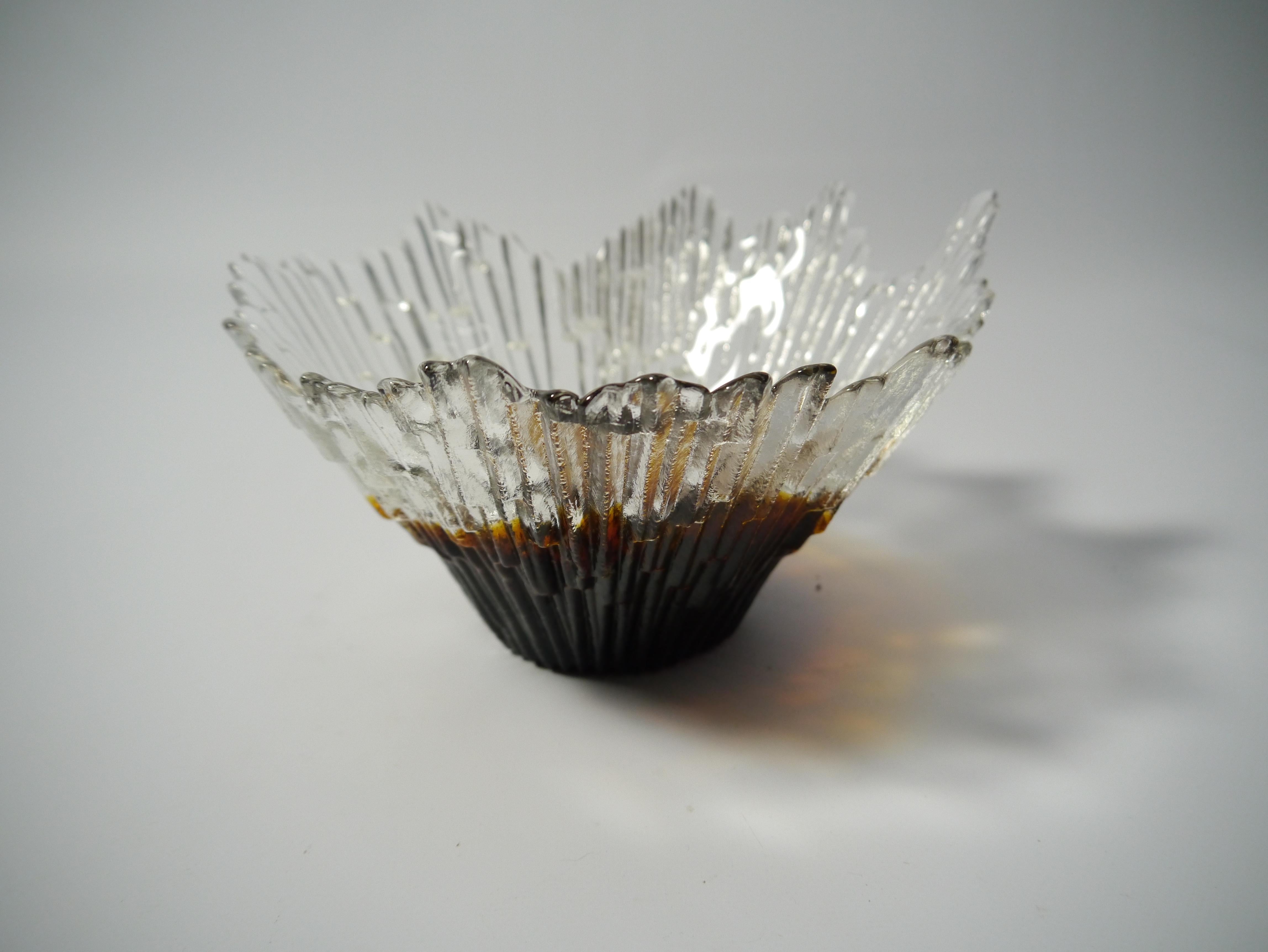 Petit bol en verre de couleur ambre de Tauno Wirkkala pour Humppila, Finlande, 1970 Bon état - En vente à Barcelona, ES