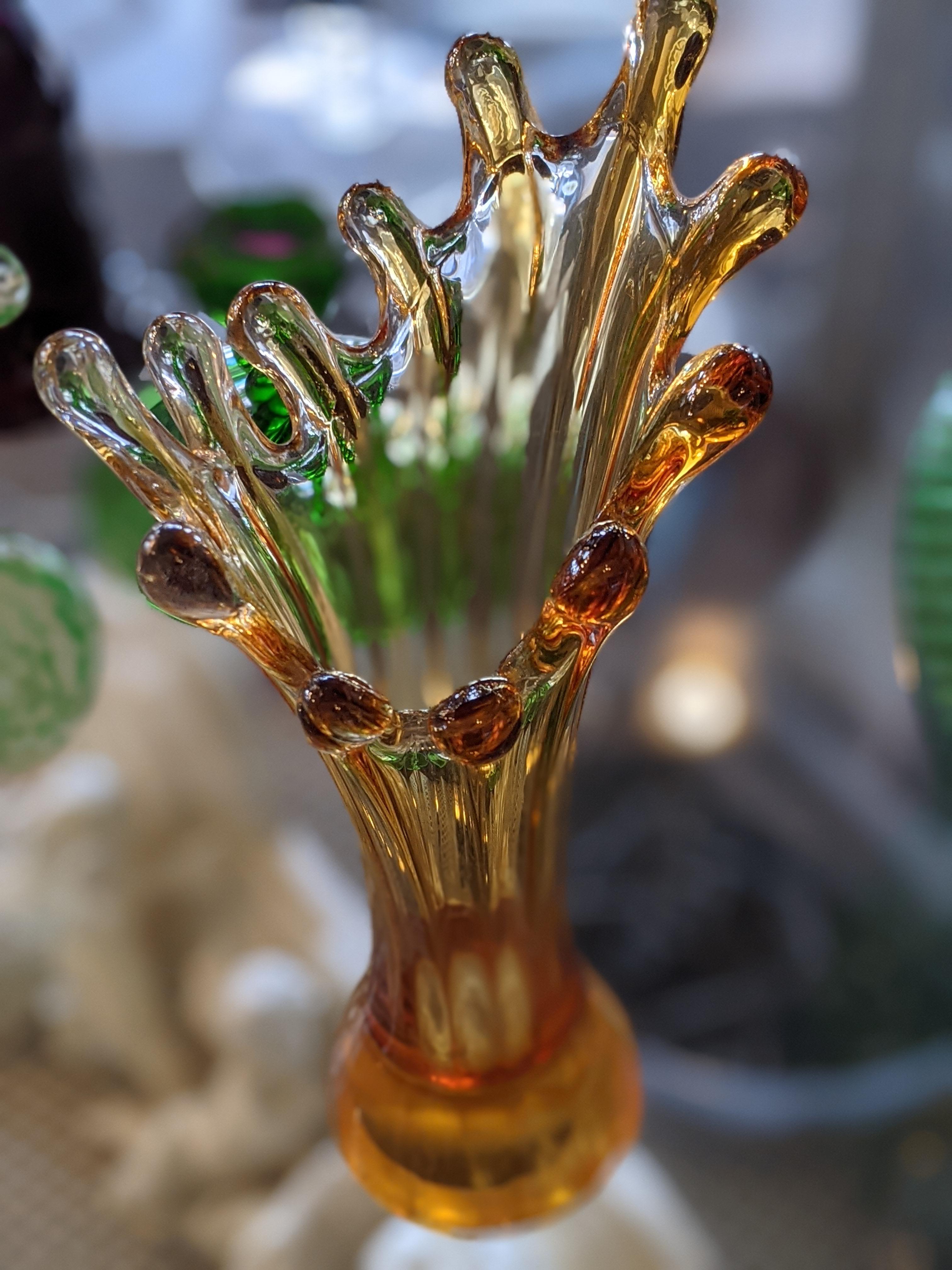 Small Amber Murano Glass Vase, 1950's 2