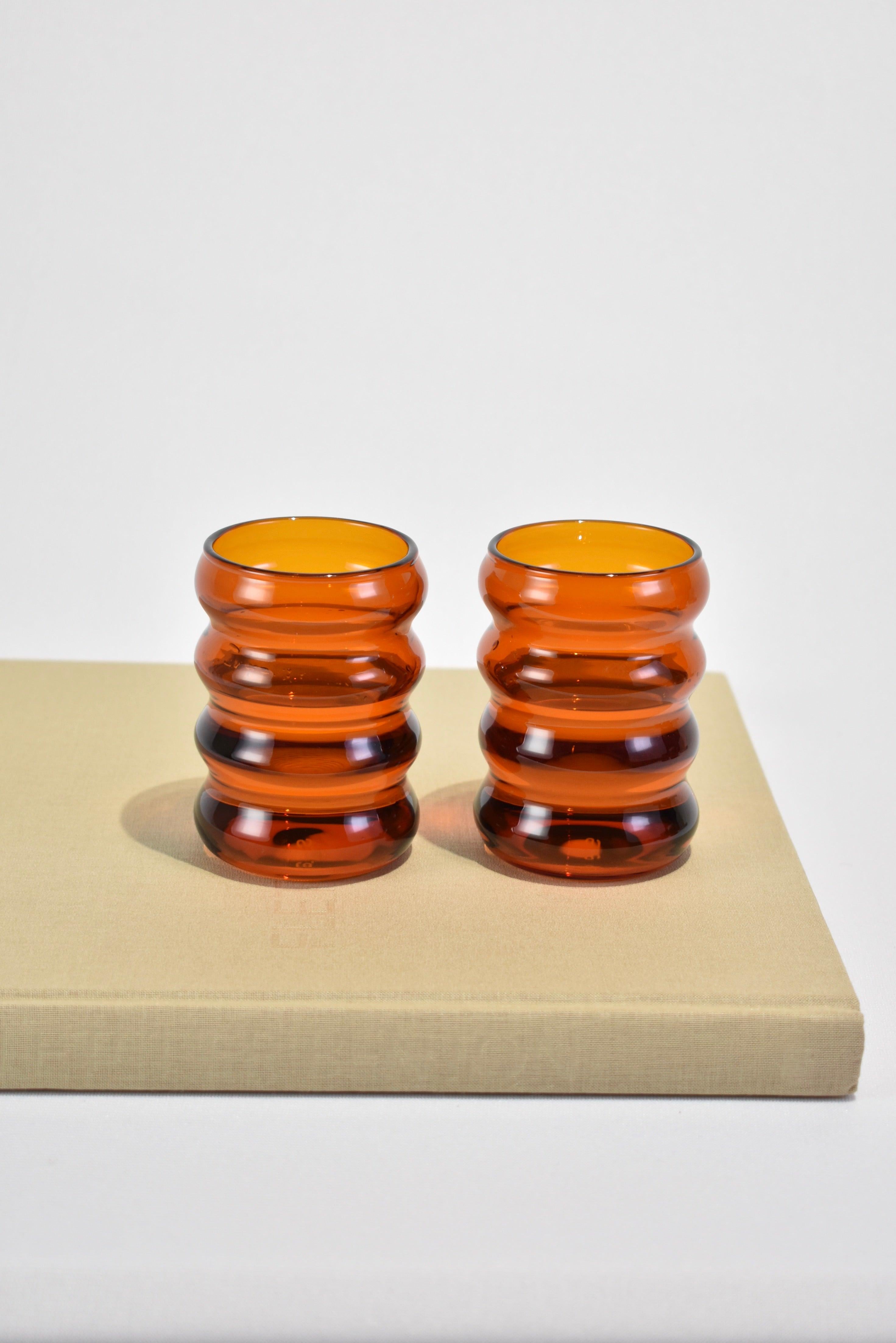 Contemporary Small Amber Ripple Cup Set