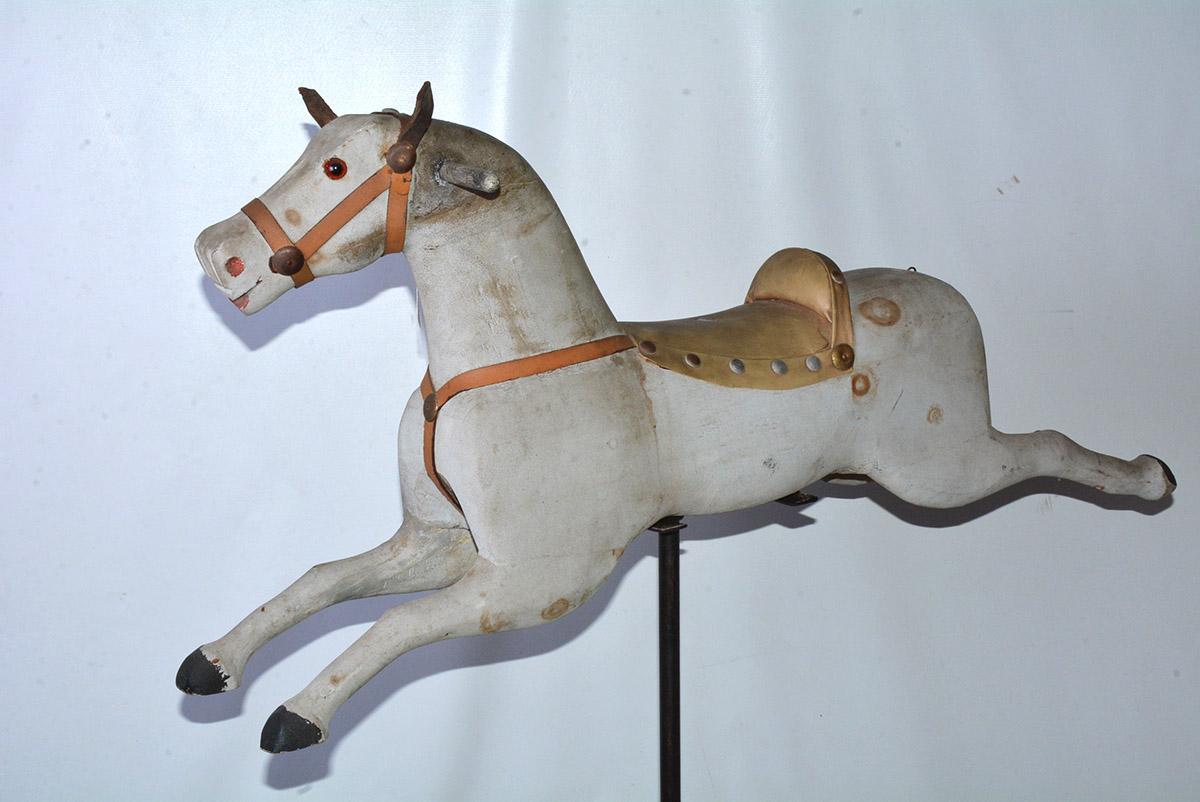 Hand-Carved Small American Carousel Horse on Stand