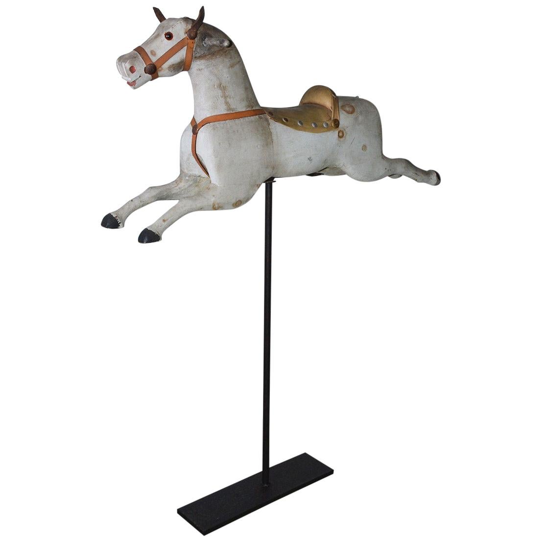 Small American Carousel Horse on Stand