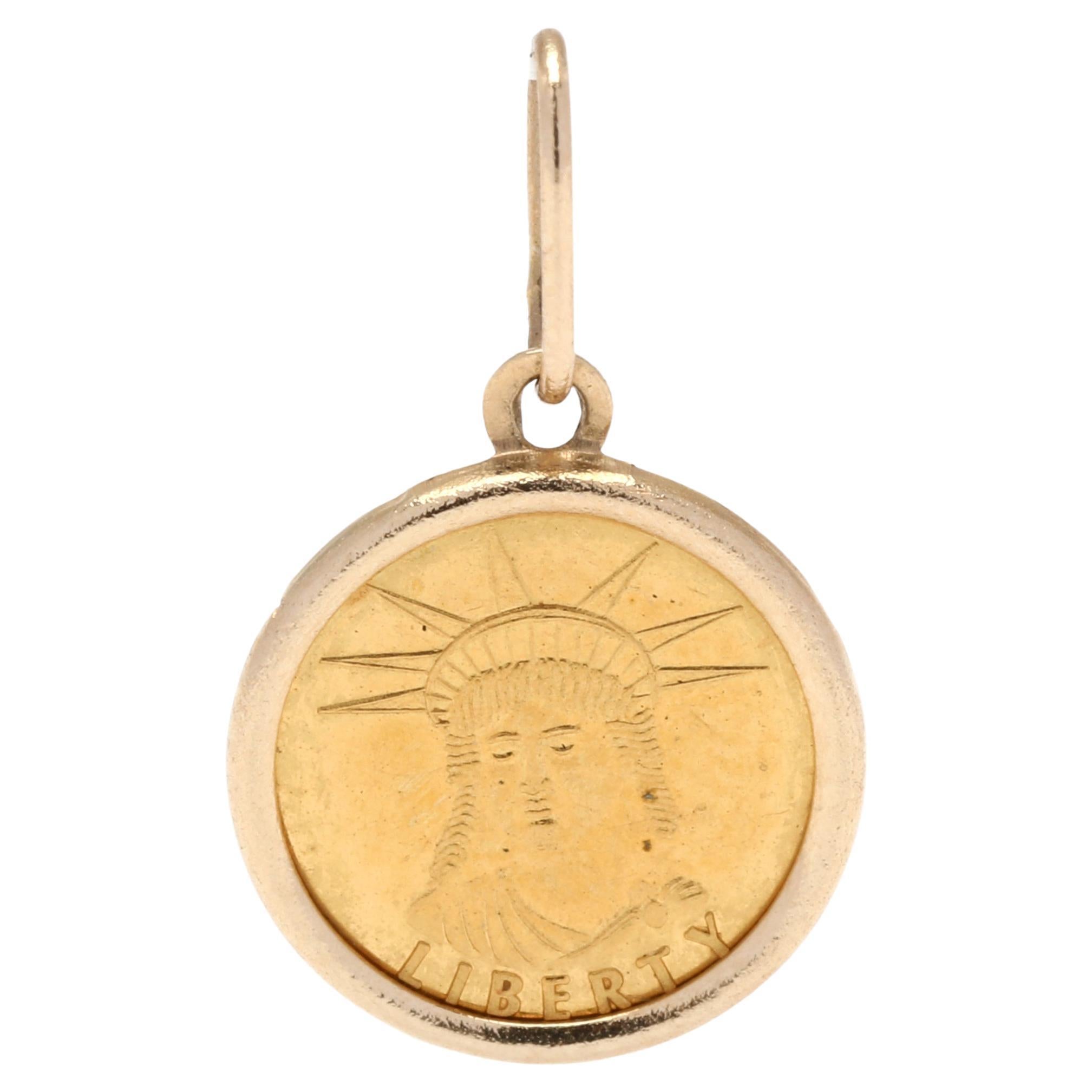 Amerikanischer Münzanhänger, 22K 14K Gelbgold, Länge 1/2 Zoll, Mini- Münzanhänger