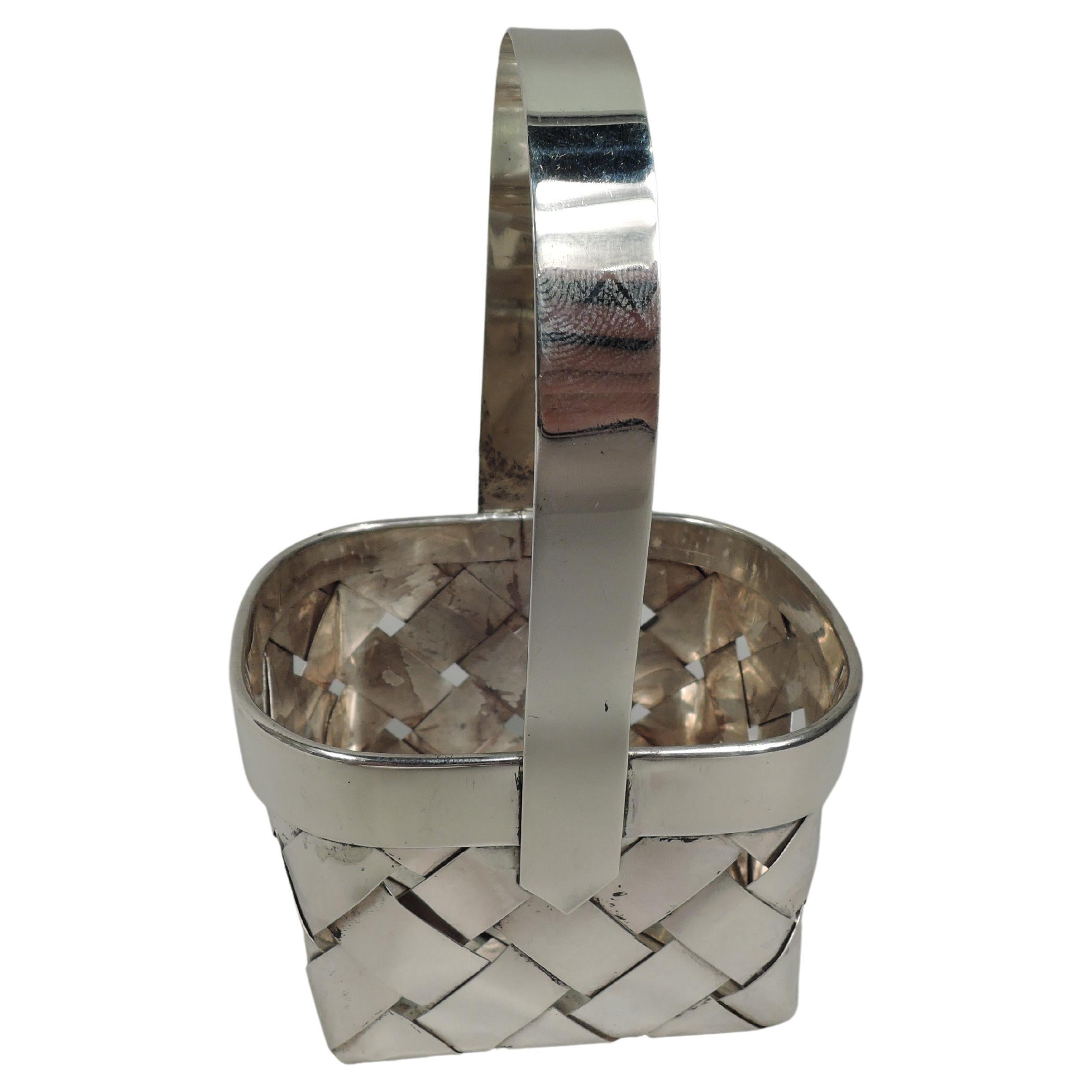 Small American Mid-Century Modern Sterling Silver Basket For Sale