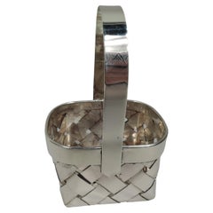 Small American Mid-Century Modern Sterling Silver Basket