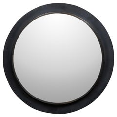 Petit miroir convexe américain vintage avec cadre métallique circulaire noir