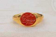 Small Ancient Roman Fortuna Intaglio Ring Engraved Jasper Antique Signet Ring
