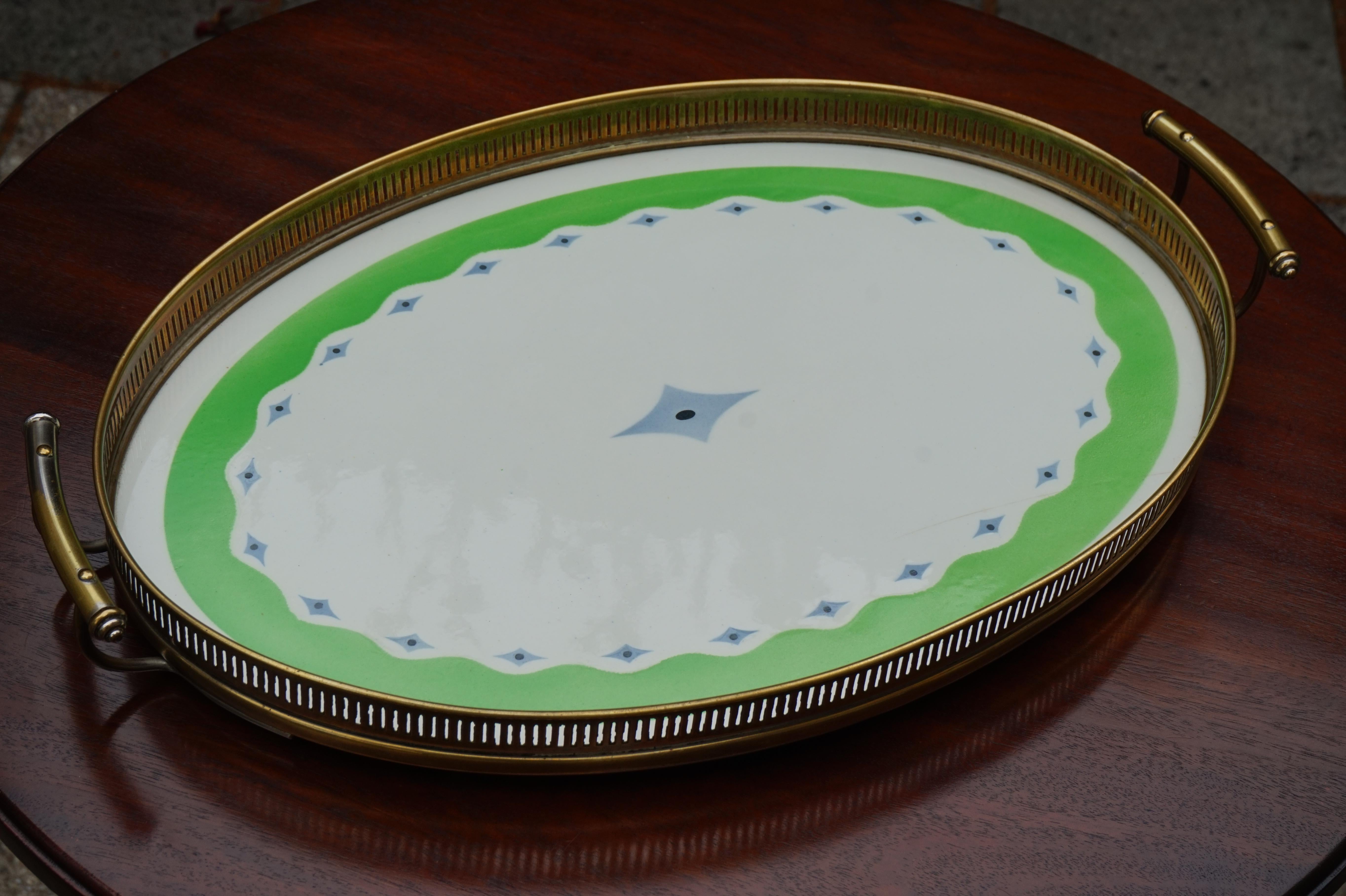 Small and Beautiful Hand Painted and Glazed Porcelain Art Deco Serving Tray 9