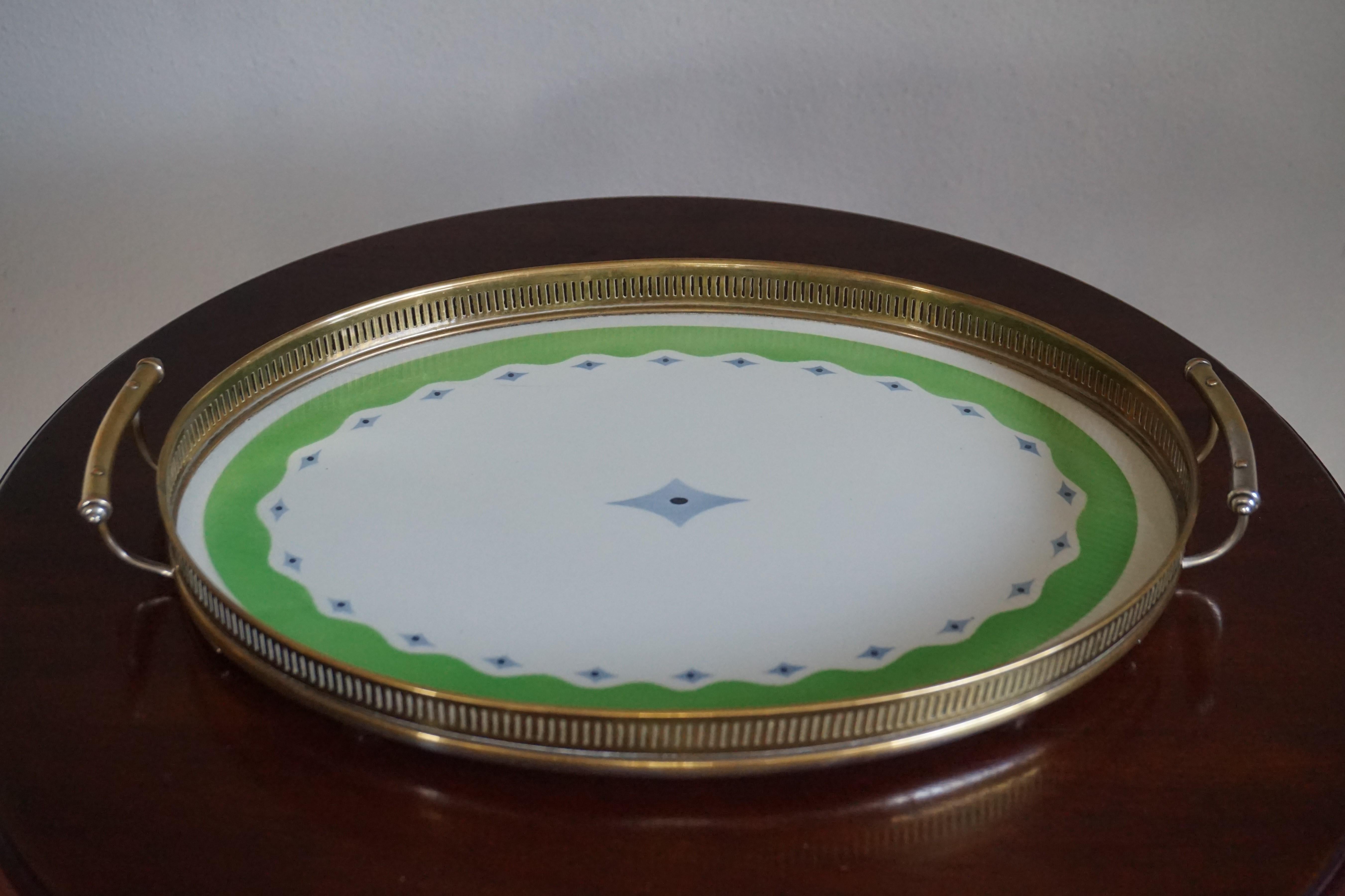 Hand-Crafted Small and Beautiful Hand Painted and Glazed Porcelain Art Deco Serving Tray