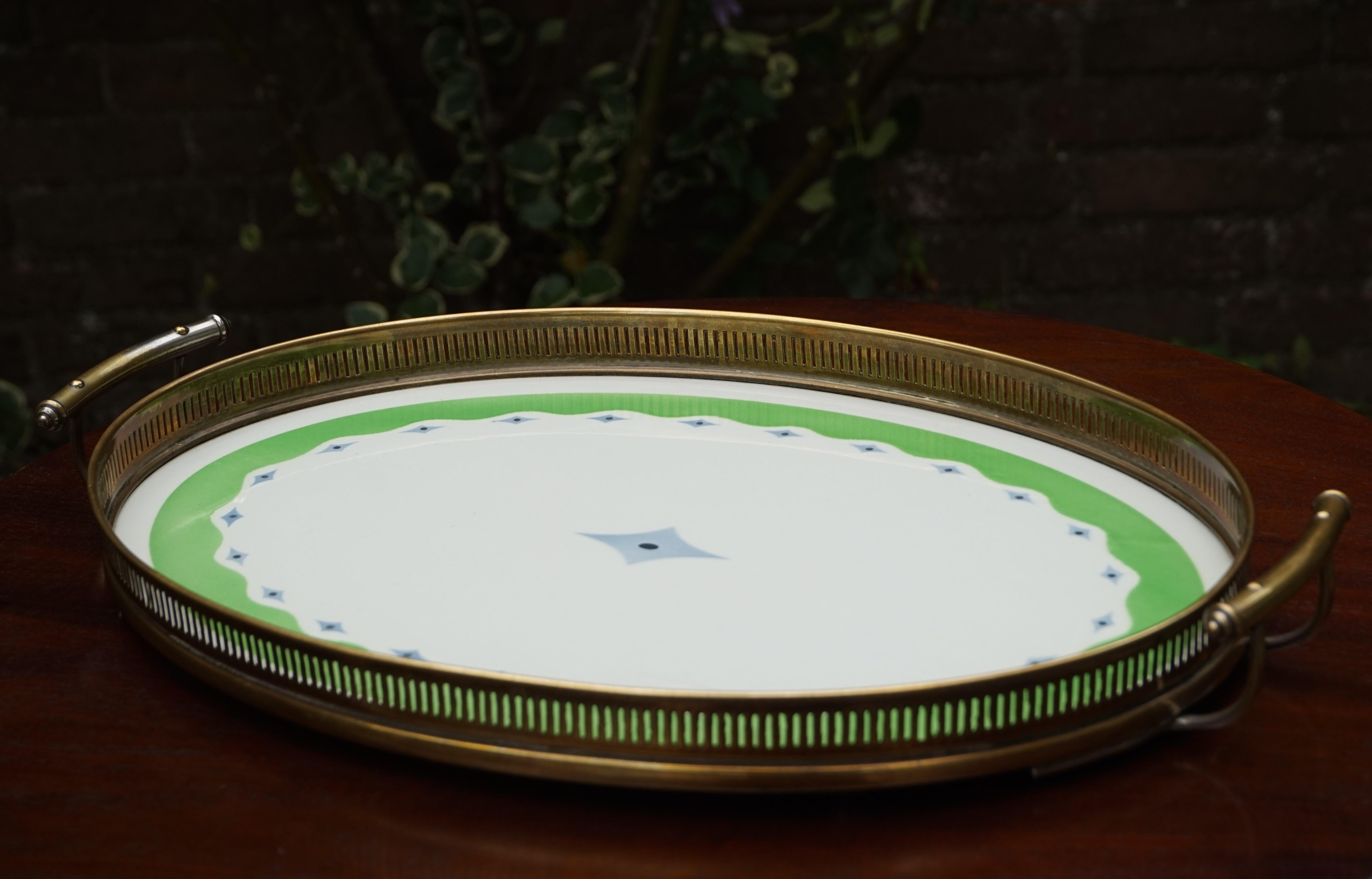 20th Century Small and Beautiful Hand Painted and Glazed Porcelain Art Deco Serving Tray