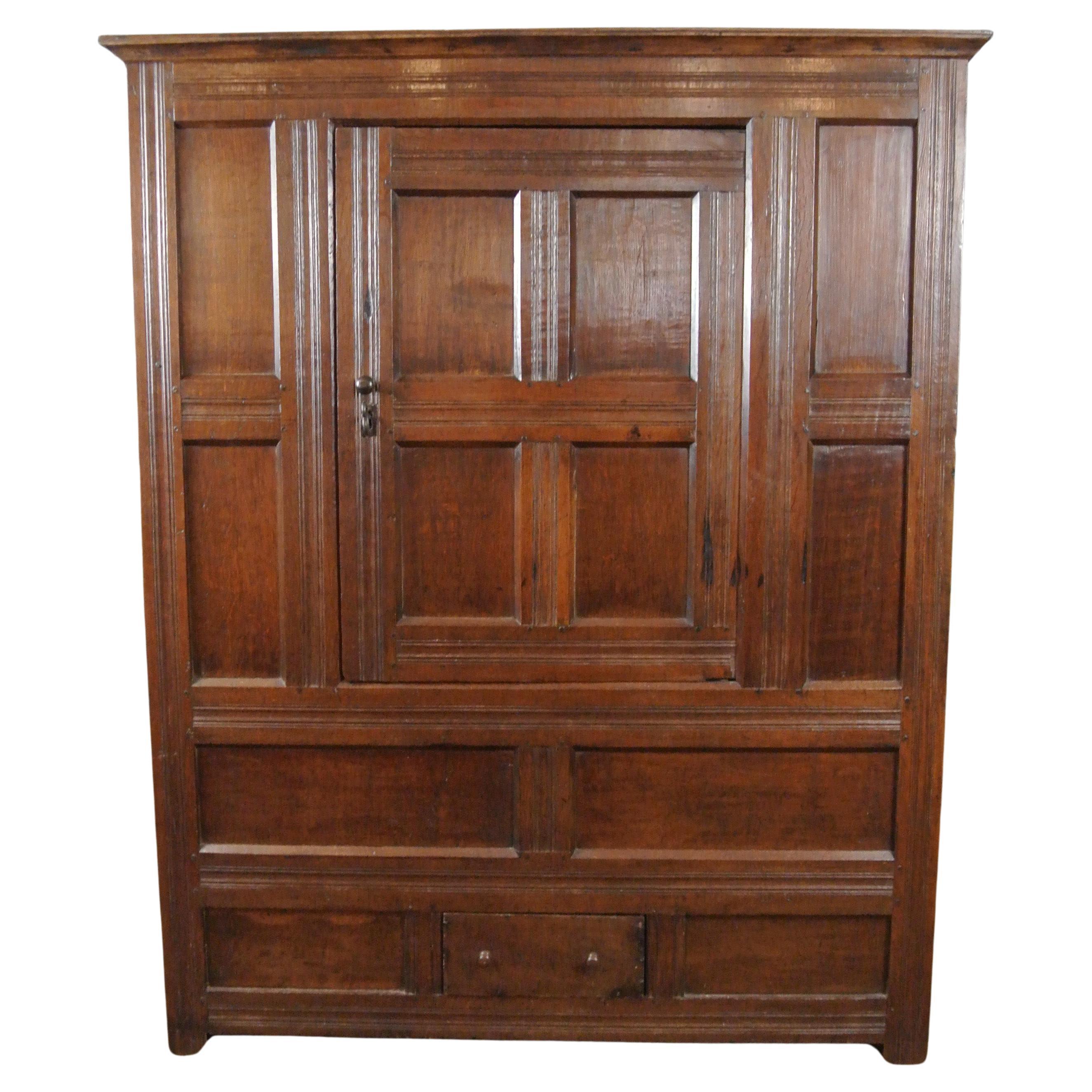 Small And Charming 17th Century Original Press Cupboard C. 1670 For Sale