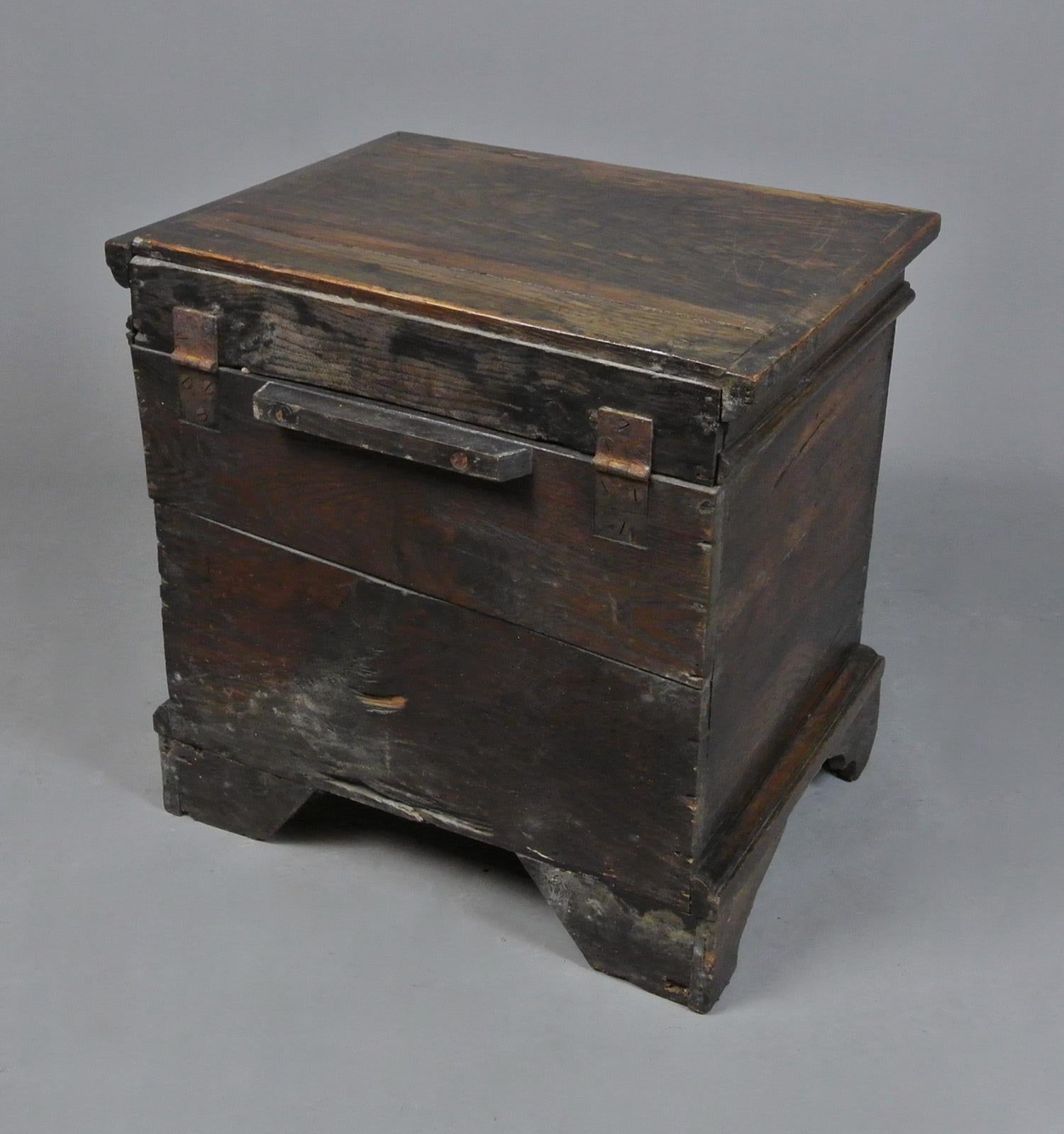 Small and Charming George I Elm and Oak Box Stool c. 1730 2
