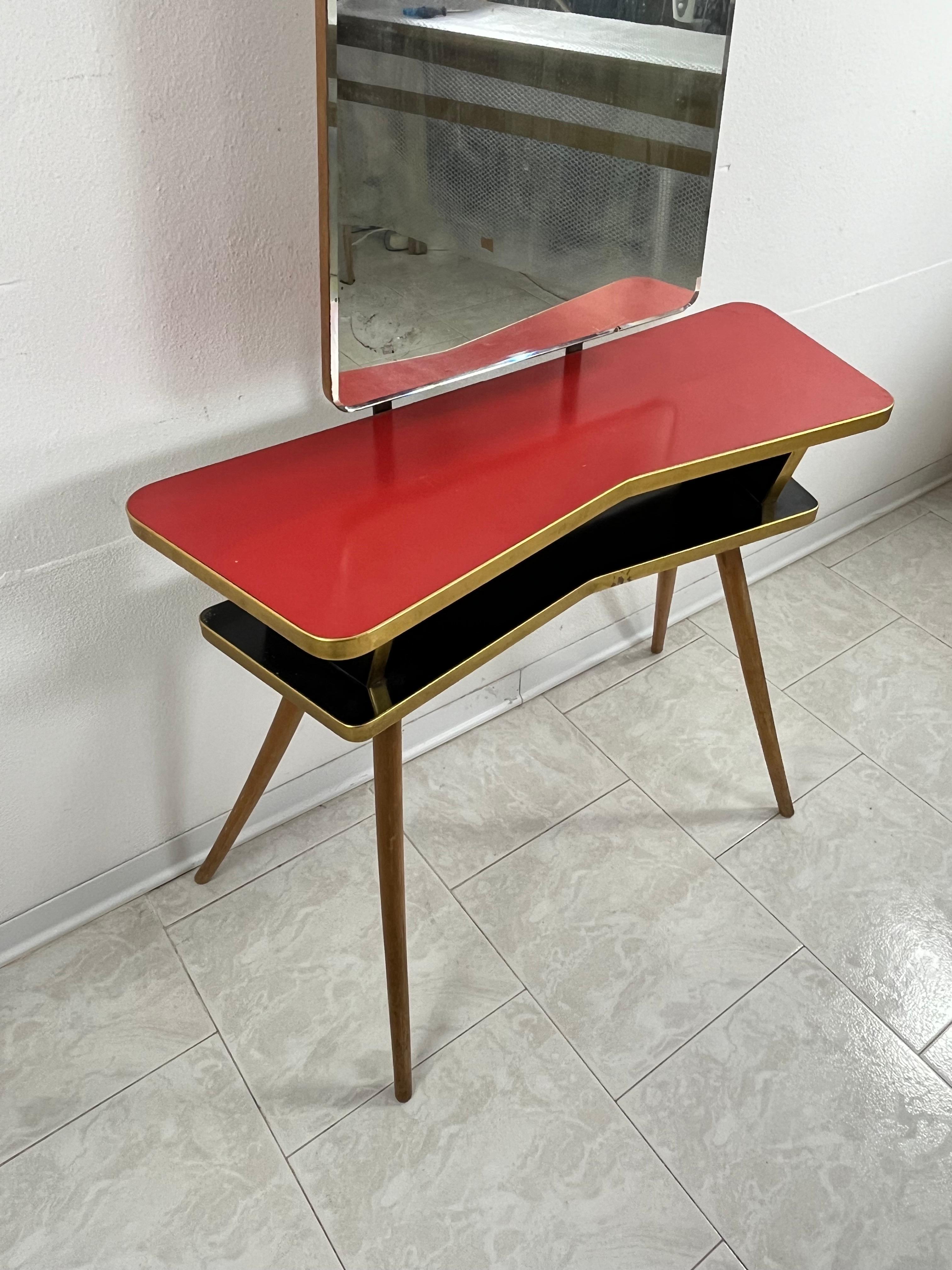 Piccola e affascinante consolle di metà secolo con specchio reclinabile, anni '50 in vendita 7