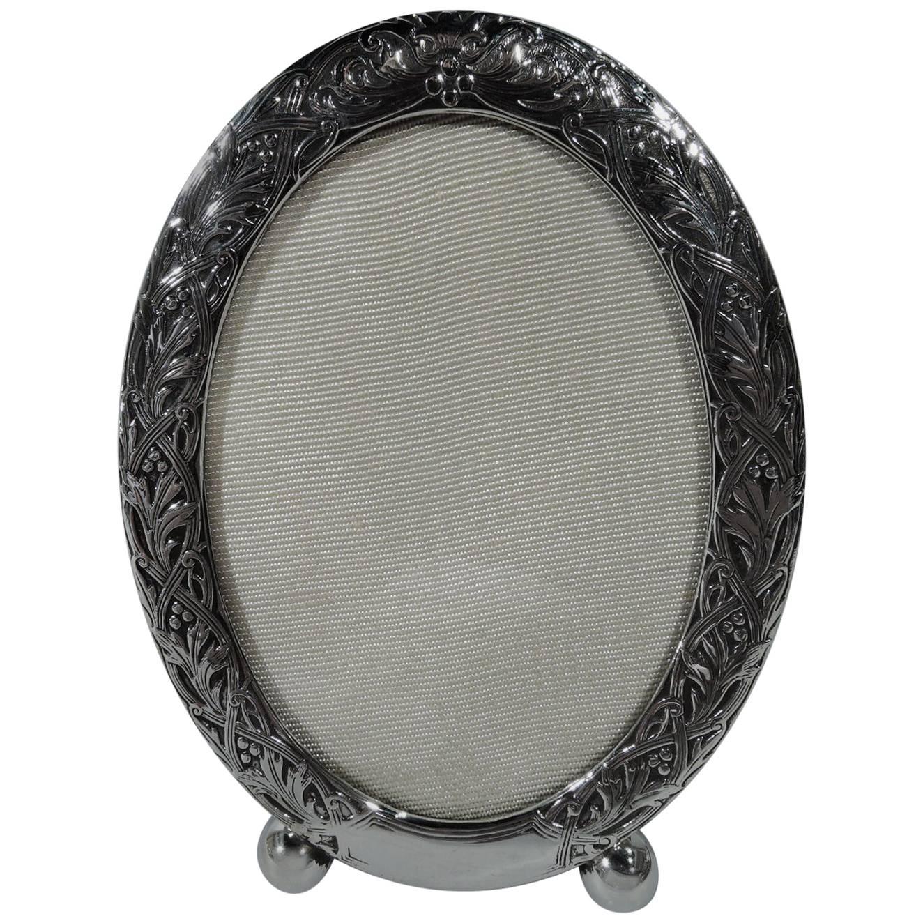 Small and Delightful Antique Sterling Silver Oval Picture Frame by Kerr