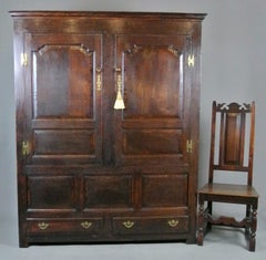 Small and Handsome 18th Century Oak Press and Wardrobe, C. 1770