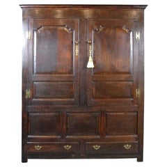 Antique Small and Handsome 18th Century Oak Press and Wardrobe, C. 1770