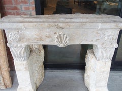 Small and Highly Unusual Antique Stone Fireplace from Macon, France, Early 1800s
