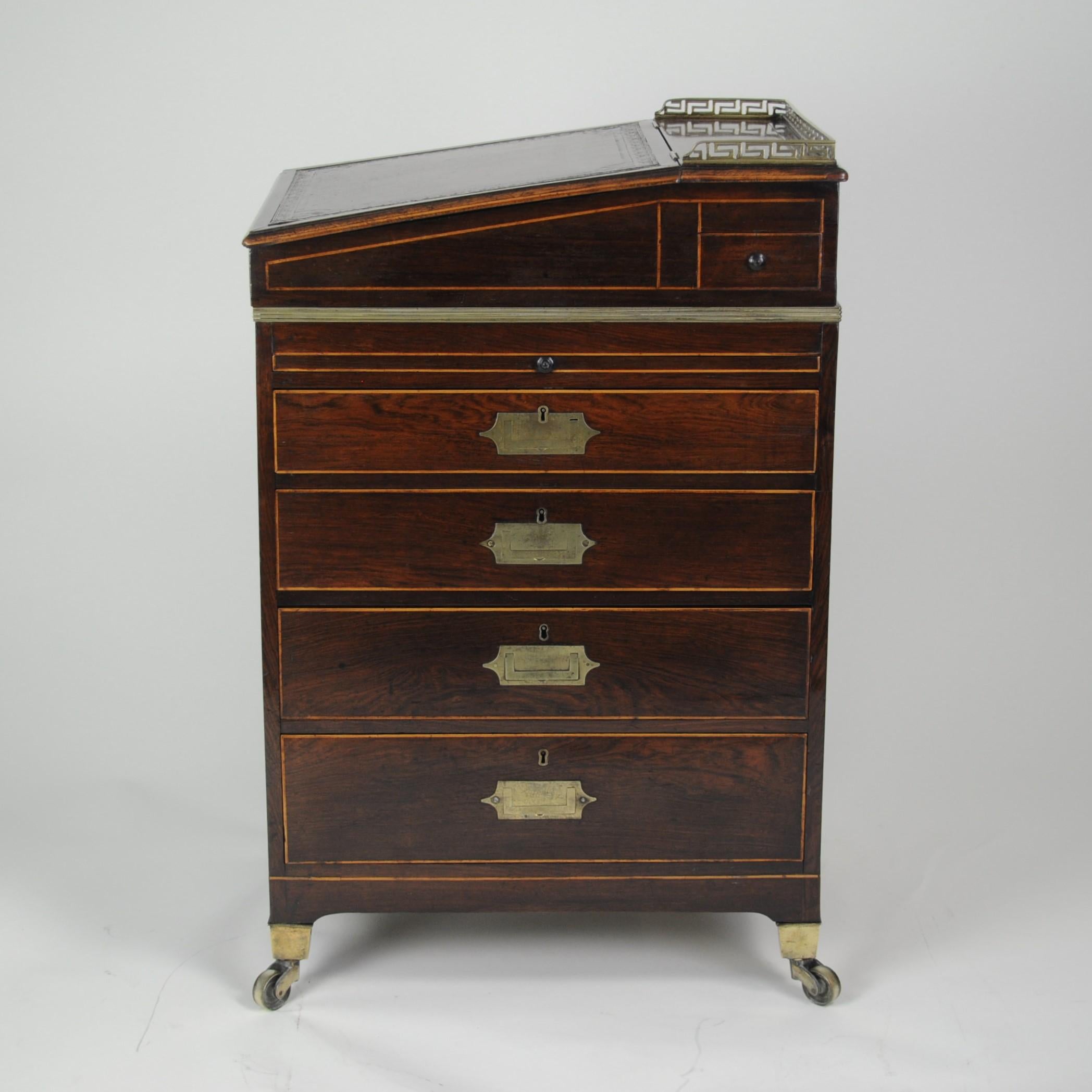English Small and rare Campaign Rosewood Davenport For Sale