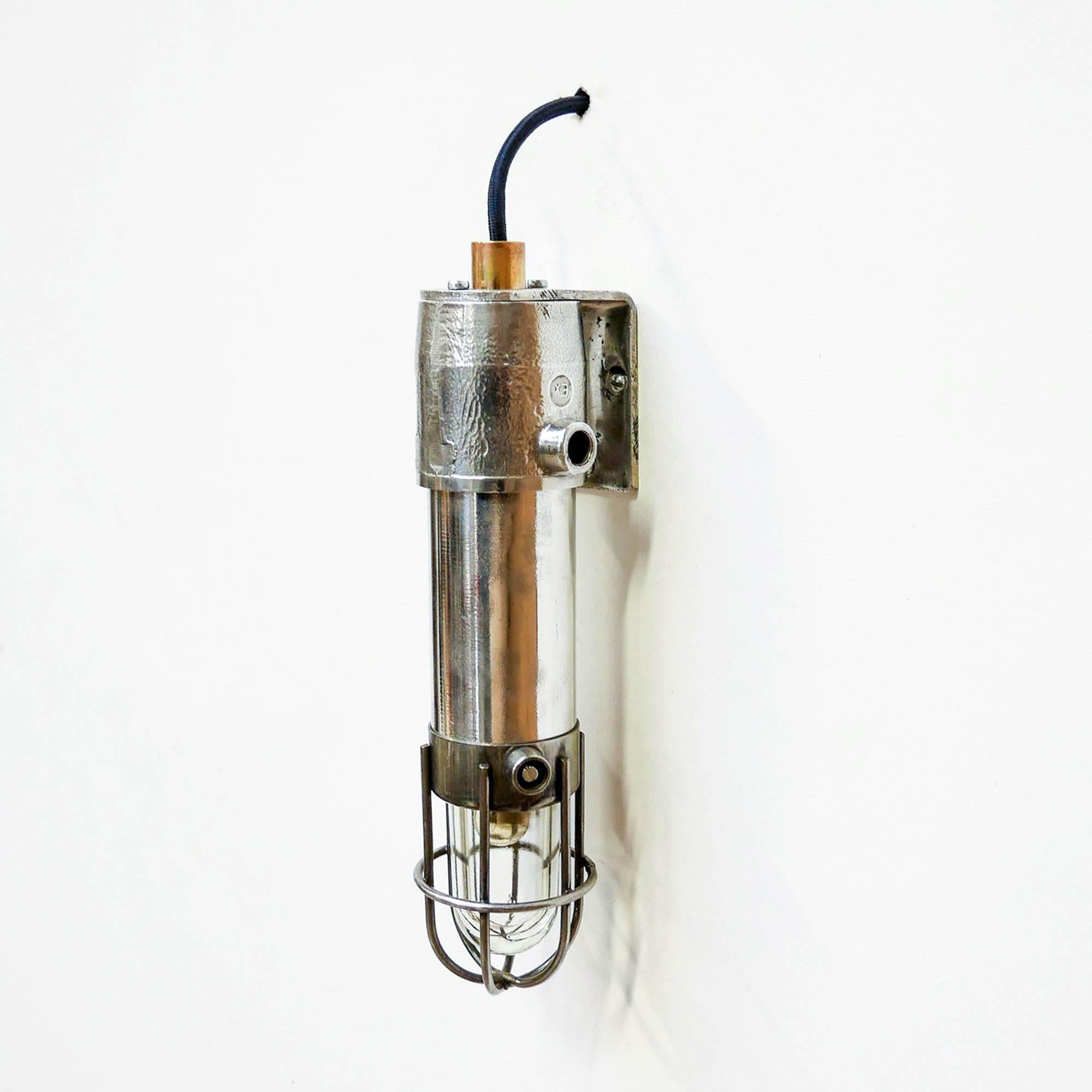 Industrial Small Anti-Deflagration Wall Light with Fence, circa 1950