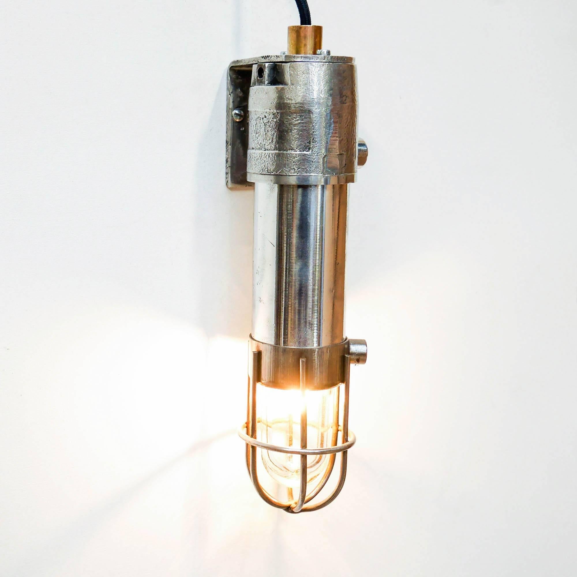 Small Anti-Deflagration Wall Light with Fence, circa 1950 In Good Condition In Saint Ouen, FR