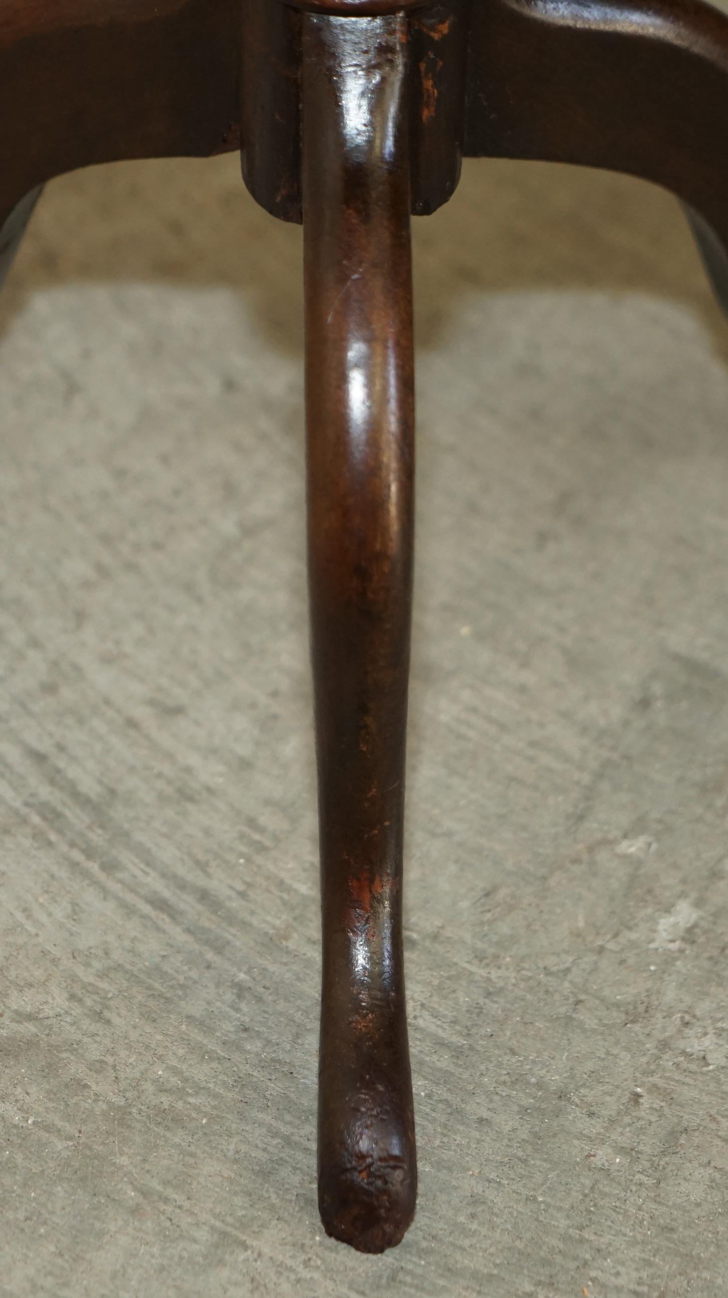 Small Antique 1880 Sheraton Revival Hardwood Tripod Side End Lamp Wine Table 6