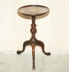 Small Antique 1880 Sheraton Revival Hardwood Tripod Side End Lamp Wine Table