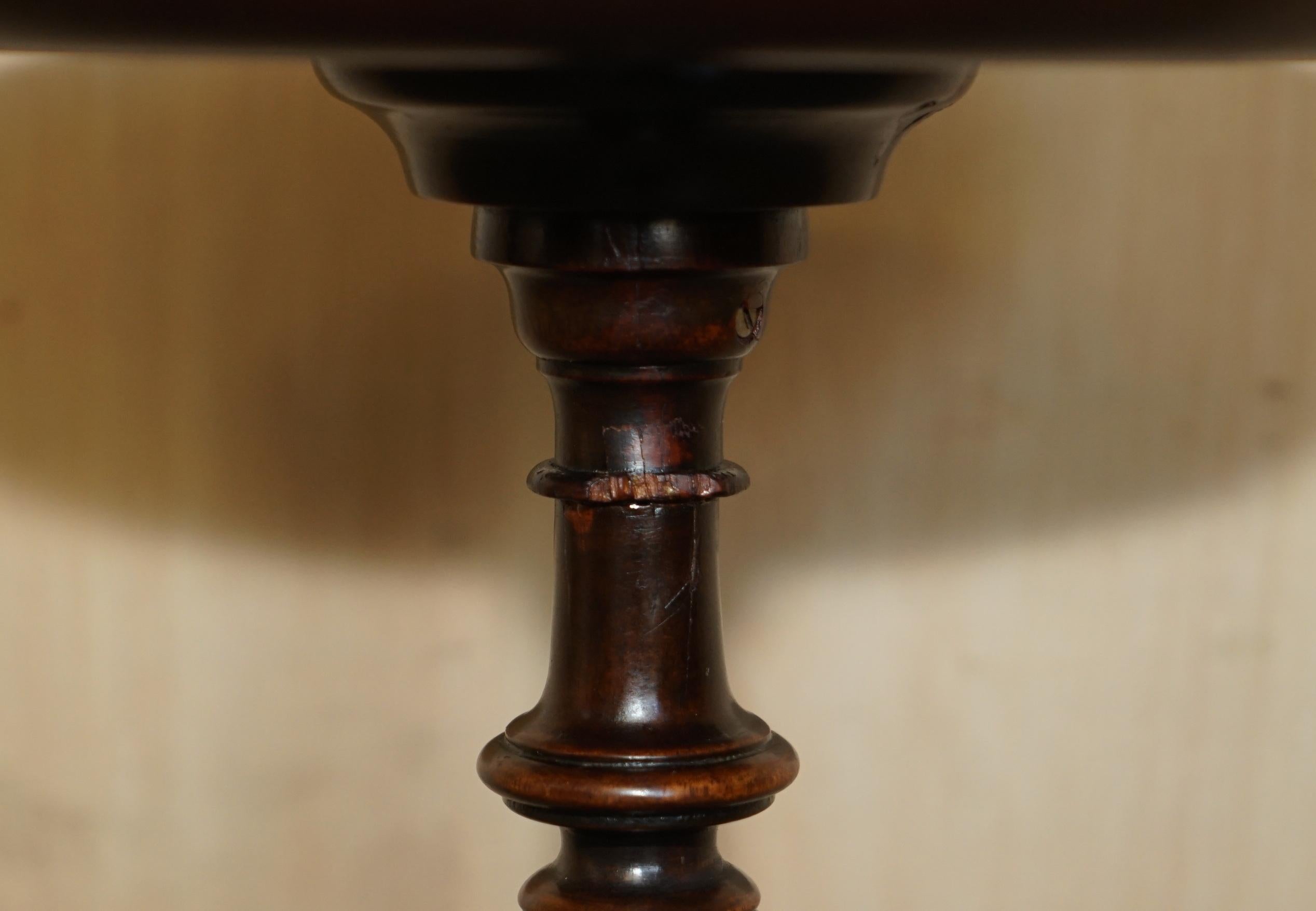 Late 19th Century Small Antique 1880 Sheraton Revival Hardwood Tripod Side End Lamp Wine Table