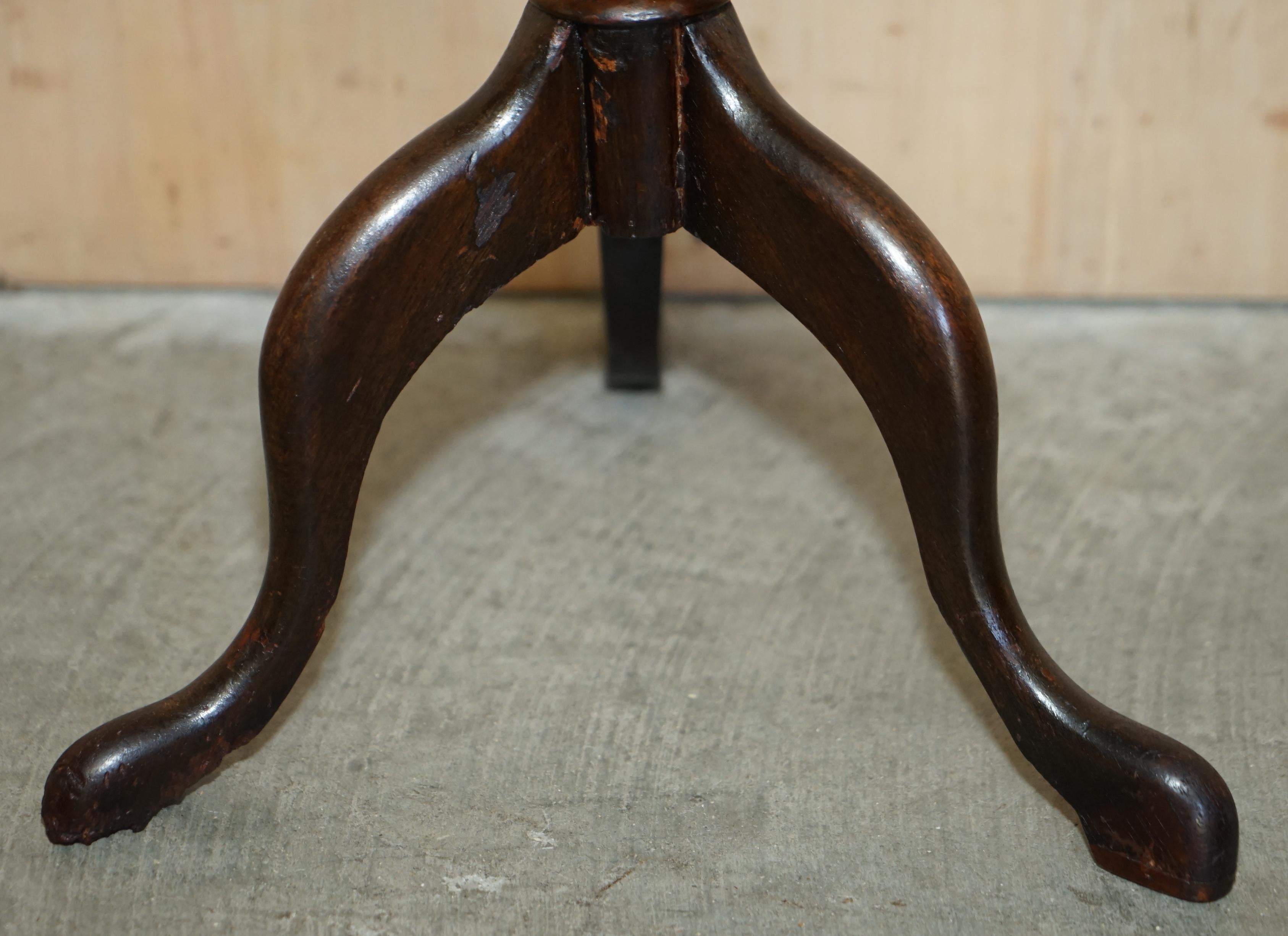 Small Antique 1880 Sheraton Revival Hardwood Tripod Side End Lamp Wine Table 3