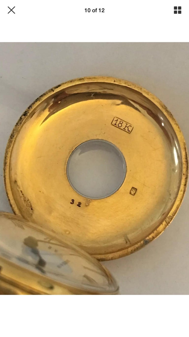 Small 18 Karat Gold Half Hunter Hand-Winding Pocket Watch Signed Harris ...