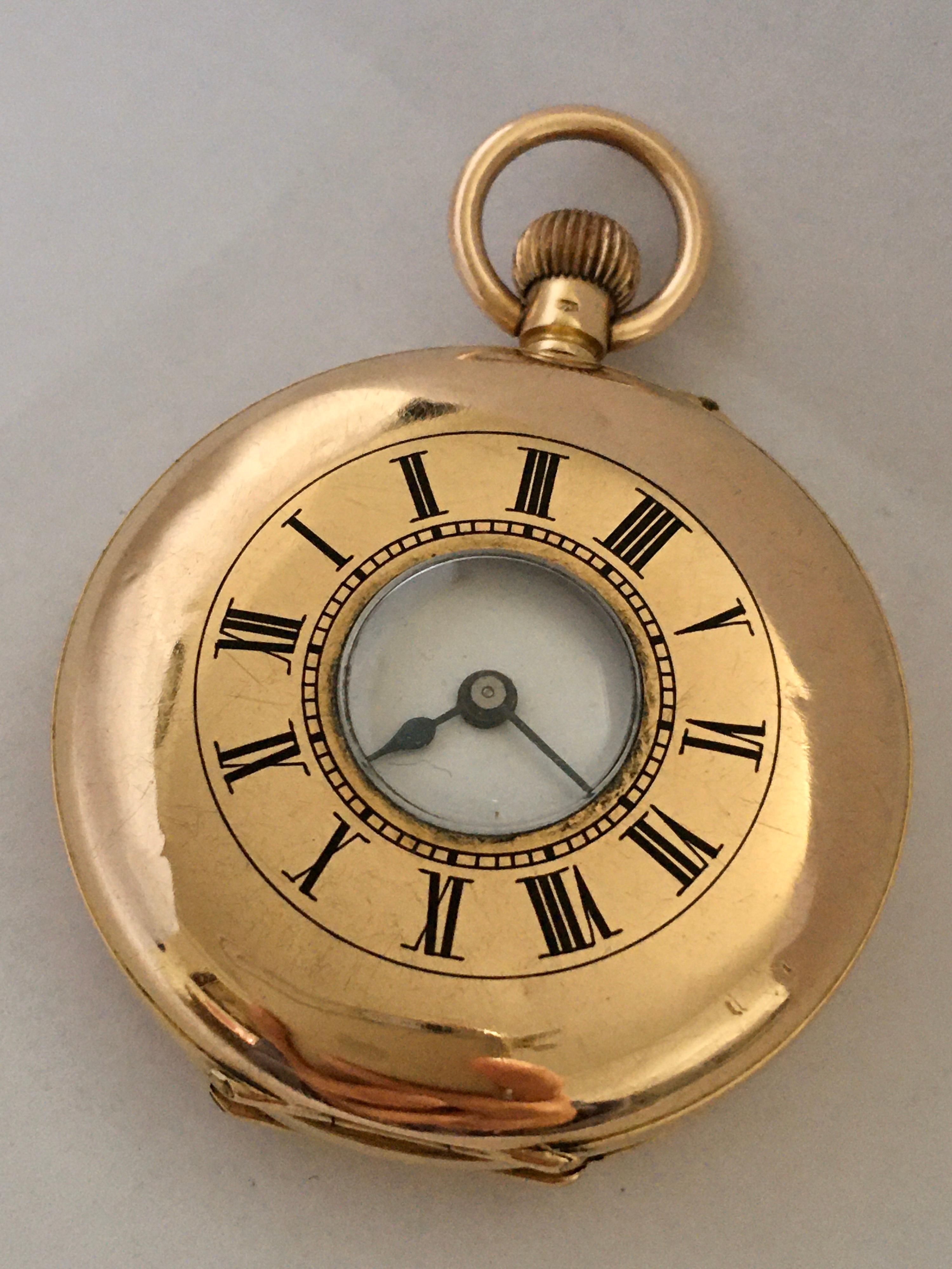 Antique 18k Gold Half Hunter Hand-winding Pocket Watch Signed Harris & Co.


This 40mm diameter watch is in good working condition and it is running well. Visible tiny dents on the gold watch case. This watch weighed 46.9 grams