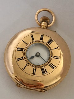 Small 18 Karat Gold Half Hunter Hand-Winding Pocket Watch Signed Harris & Co.