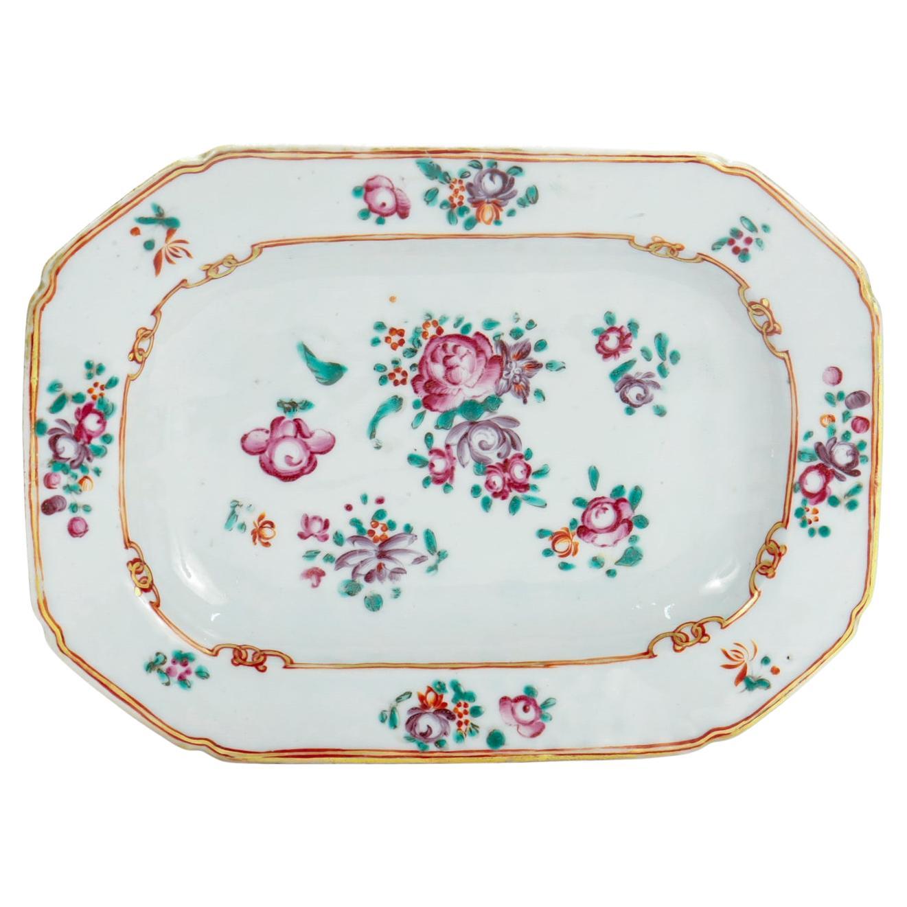 Small Antique 18th Century Famille Rose Chinese Export Tray or Dish For Sale