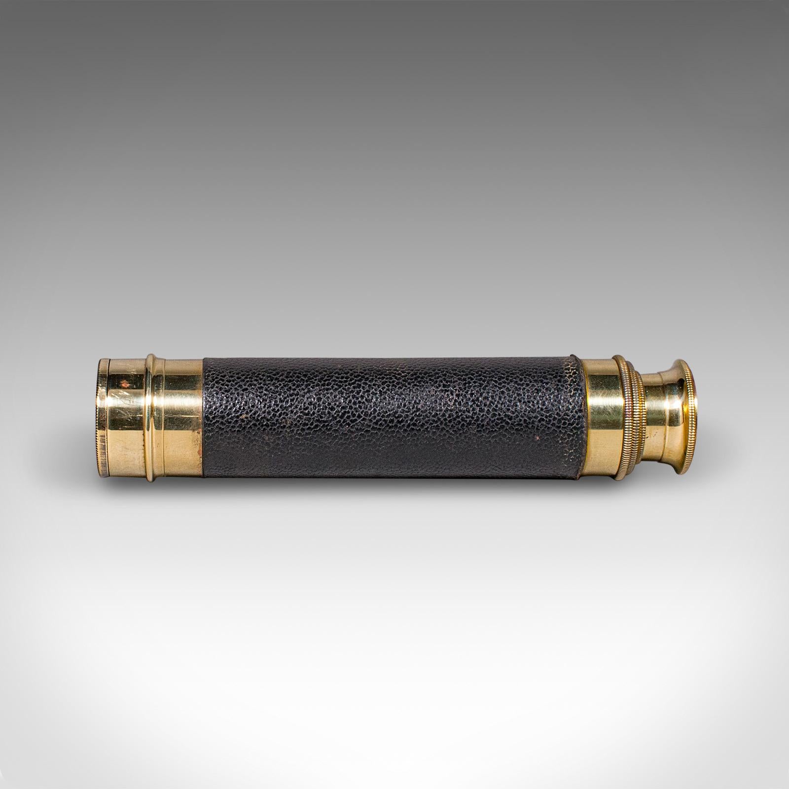 Petit télescope antique à 3 tiroirs, anglais, en laiton, lorgnette terrestre, victorien Bon état - En vente à Hele, Devon, GB