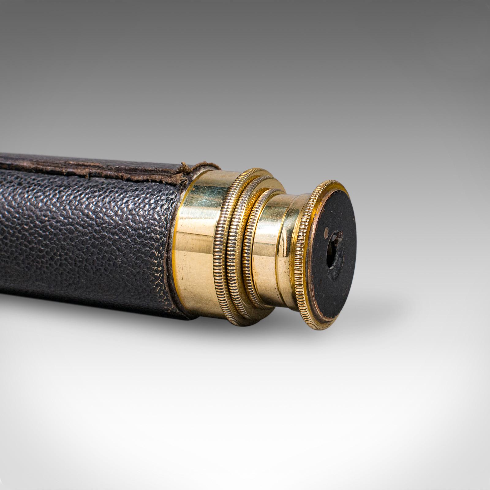 Petit télescope antique à 3 tiroirs, anglais, en laiton, lorgnette terrestre, victorien en vente 2