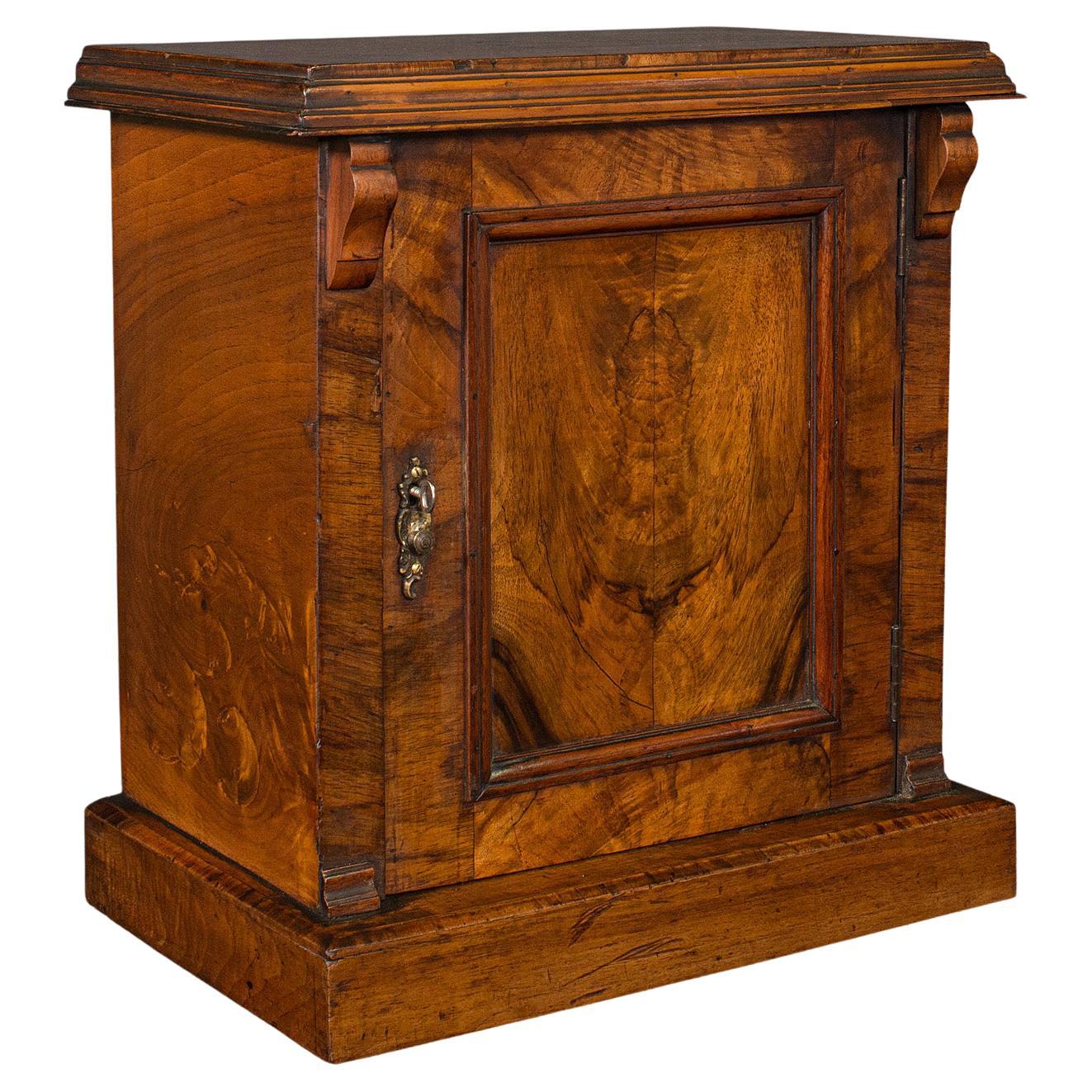 Small Antique Apprentice Cabinet, English, Burr Walnut, Wall Cupboard, Victorian