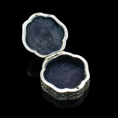 Small Antique Art Nouveau Pill Box, Continental, Silver, Pocket Case, Victorian