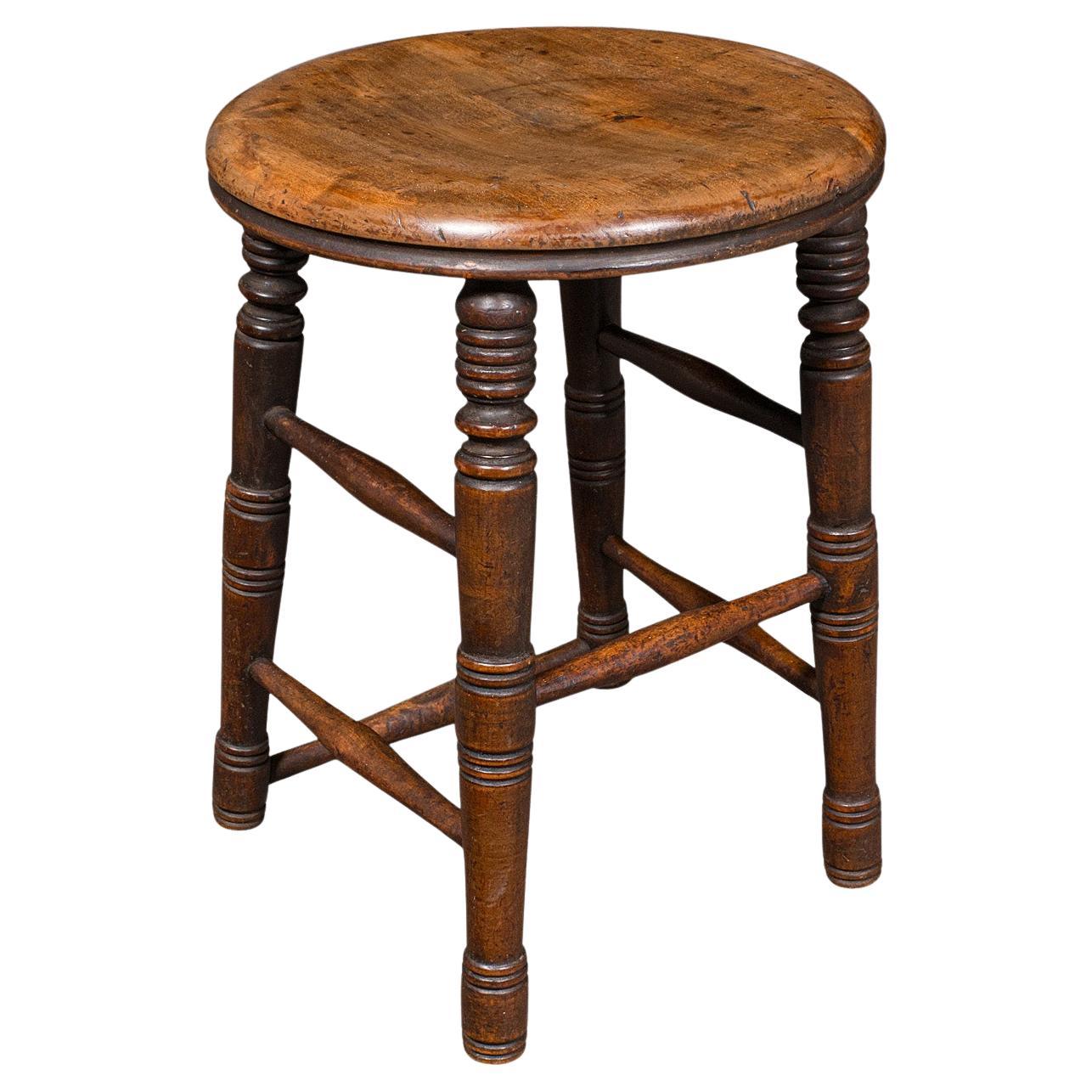 Petit tabouret d'artiste ancien, English Beeche, Country Studio, Victorien, C.1890