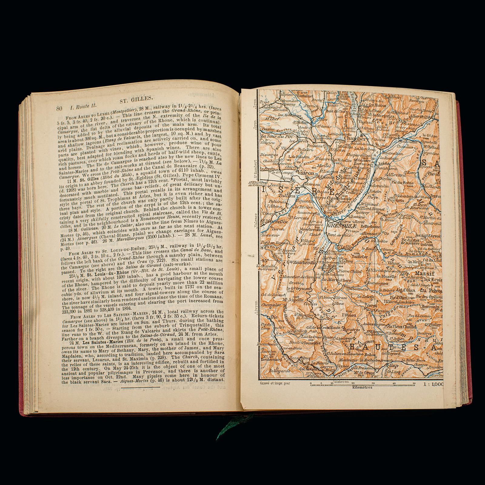 Small Antique Baedeker's South Eastern France Guide Book, Provence, Travel Maps For Sale 2