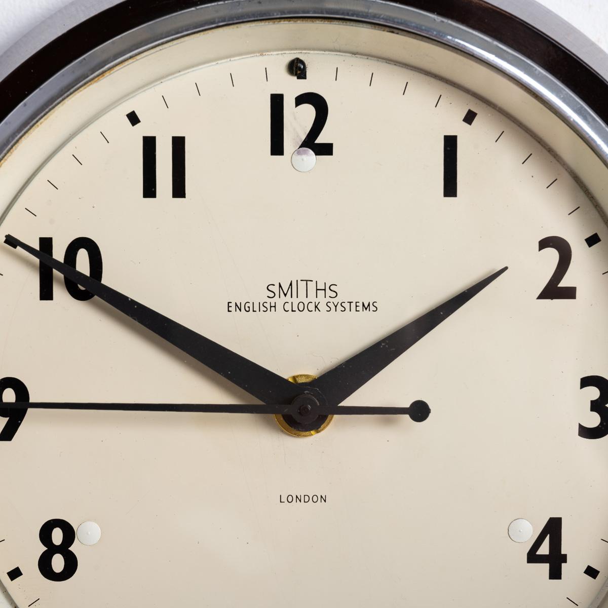 Industrial Small Antique Bakelite Factory Clocks by Smiths English Clock Systems '2'