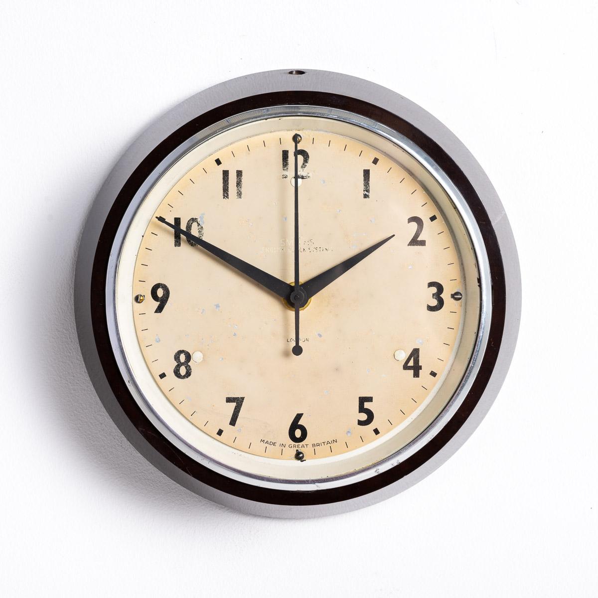 Industrial Small Antique Bakelite Factory Clocks by Smiths English Clock Systems '7'
